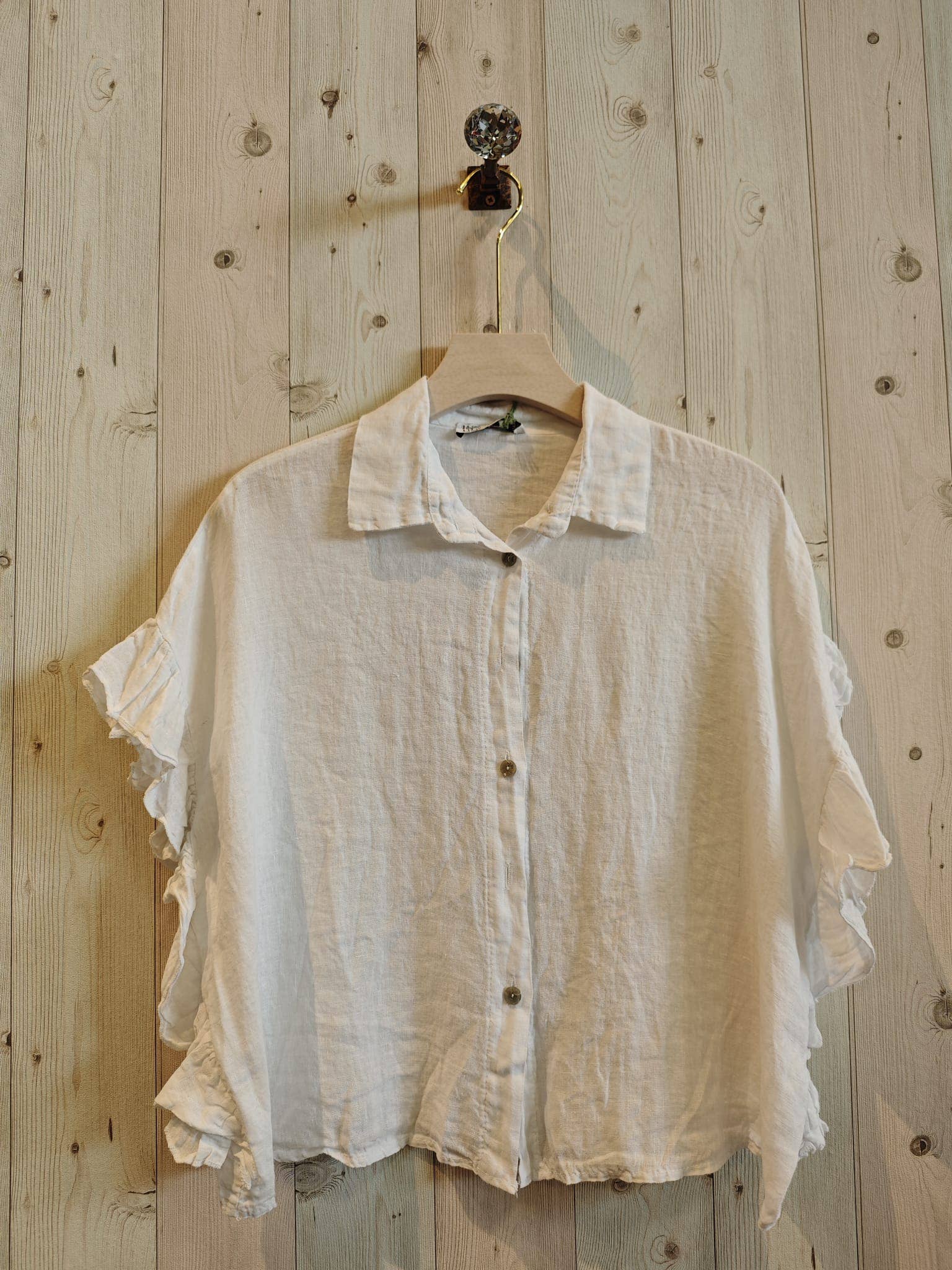 REF 20411 BLOUSE WITH RUFFLE SLEEVES 100% LINEN