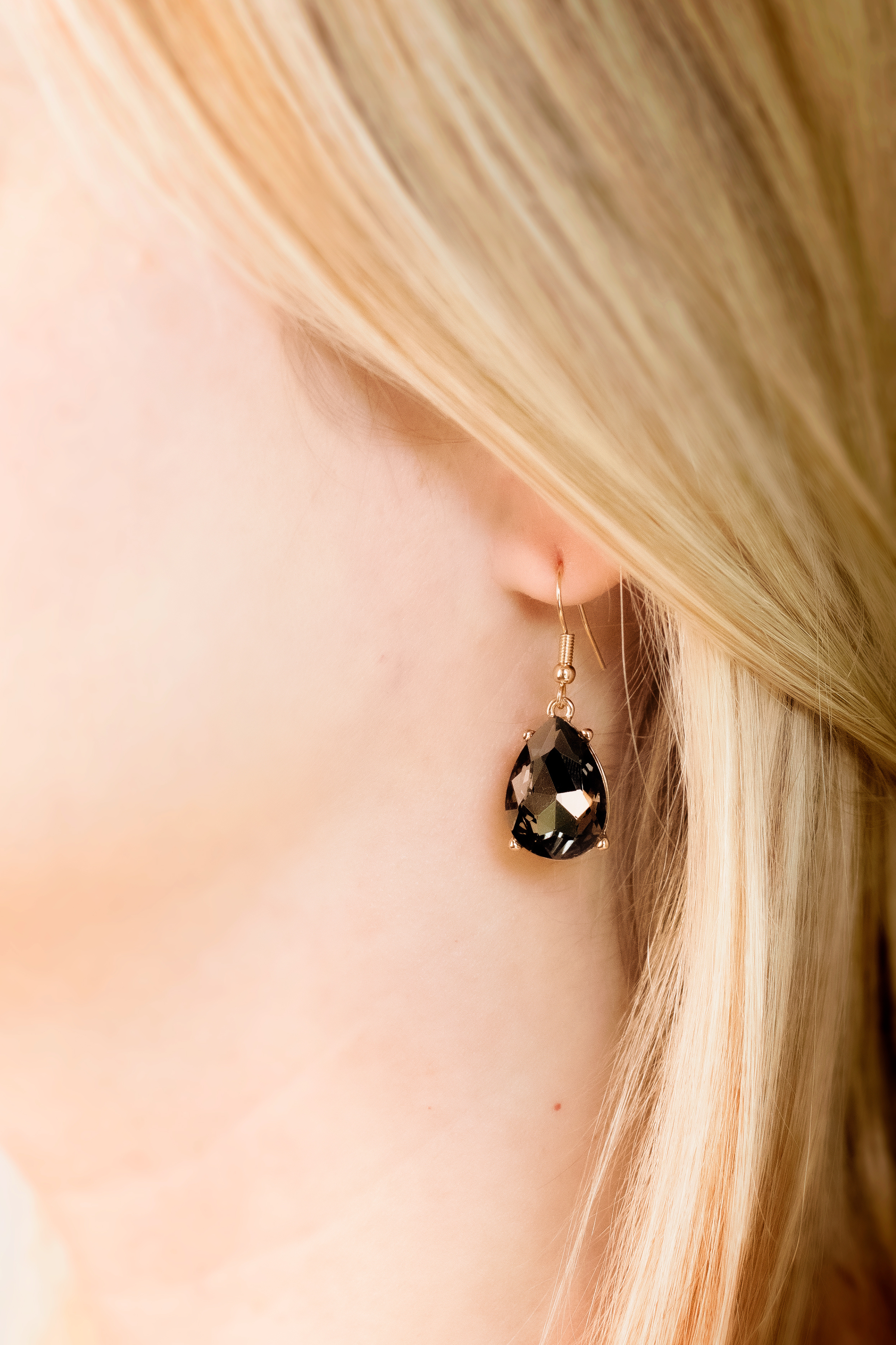 Teardrop Gemstone Earrings - Hematite (95198967)