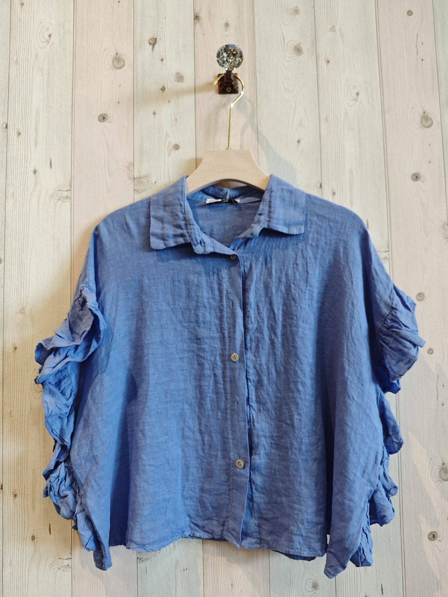 REF 20411 BLOUSE WITH RUFFLE SLEEVES 100% LINEN
