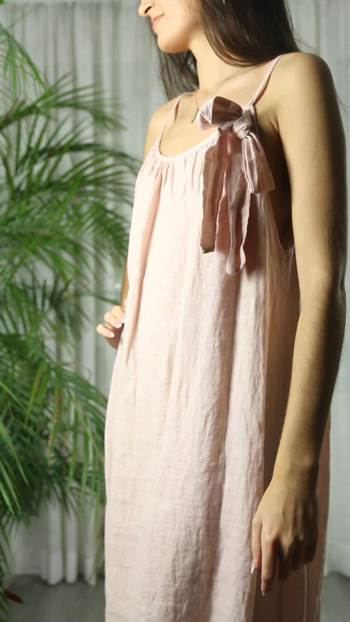 REF 72313 STRAP DRESS BALLOON 100% LINEN