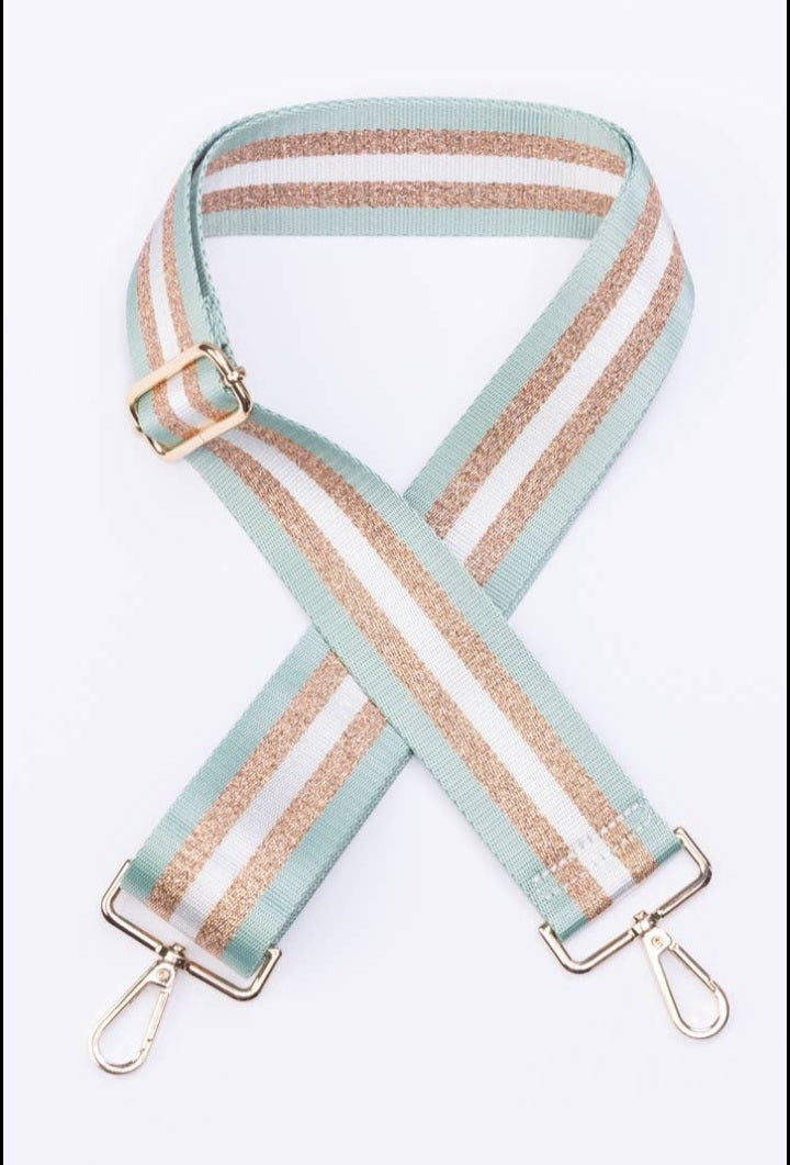 Guitar Strap - Mint, White, Gold