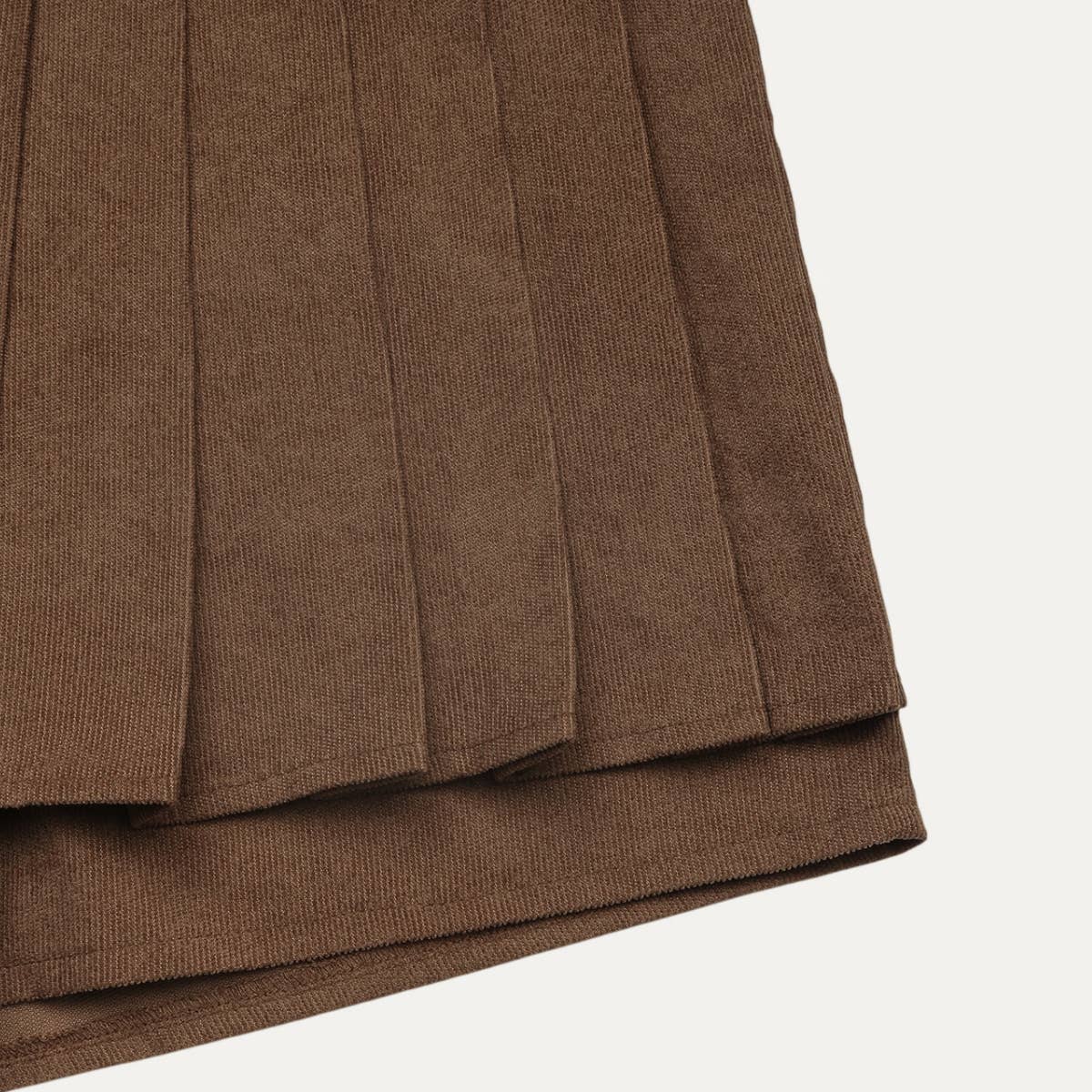 Trendy Corduroy High-Waisted Pleating Mini Skort