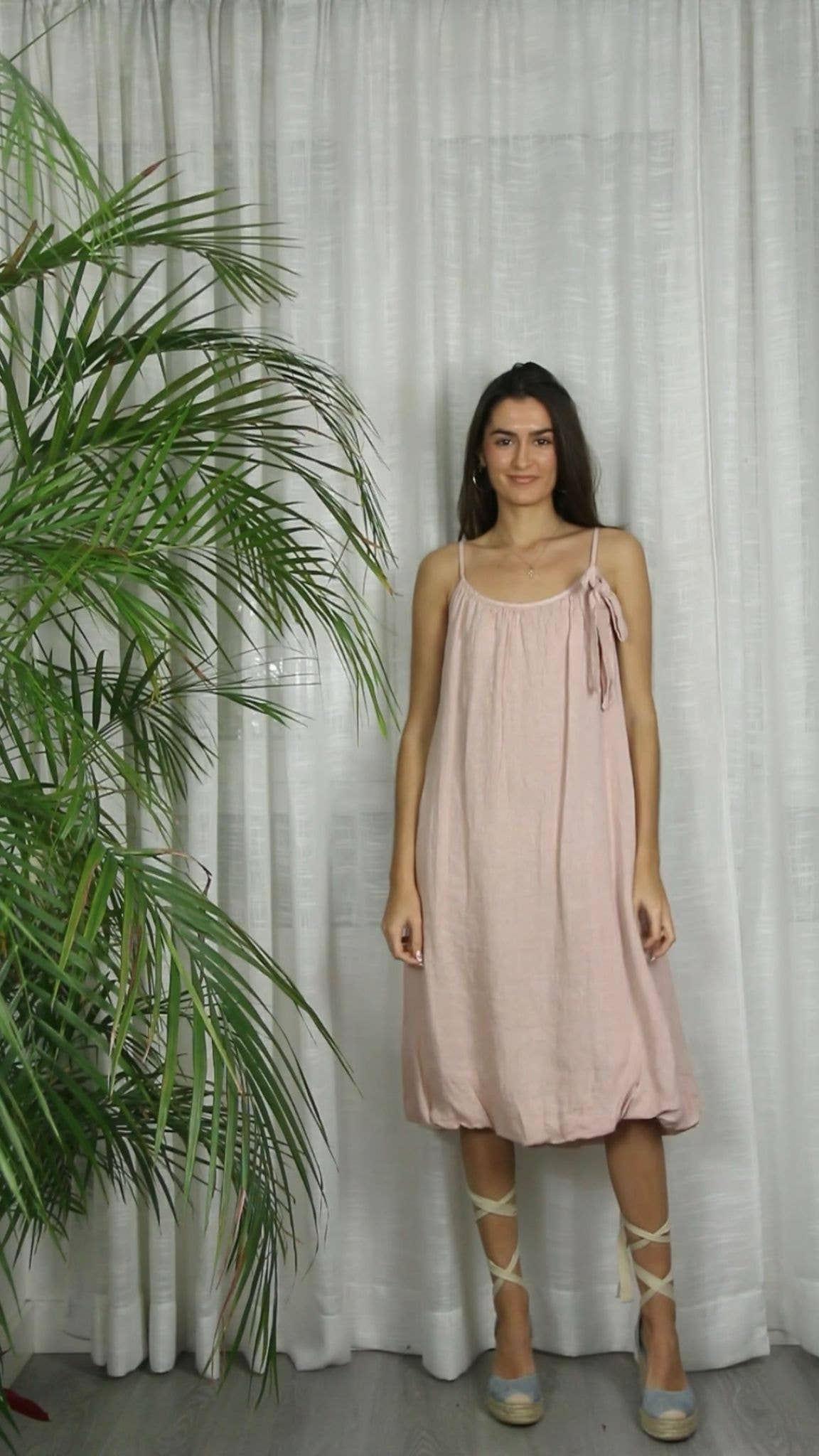 REF 72313 STRAP DRESS BALLOON 100% LINEN