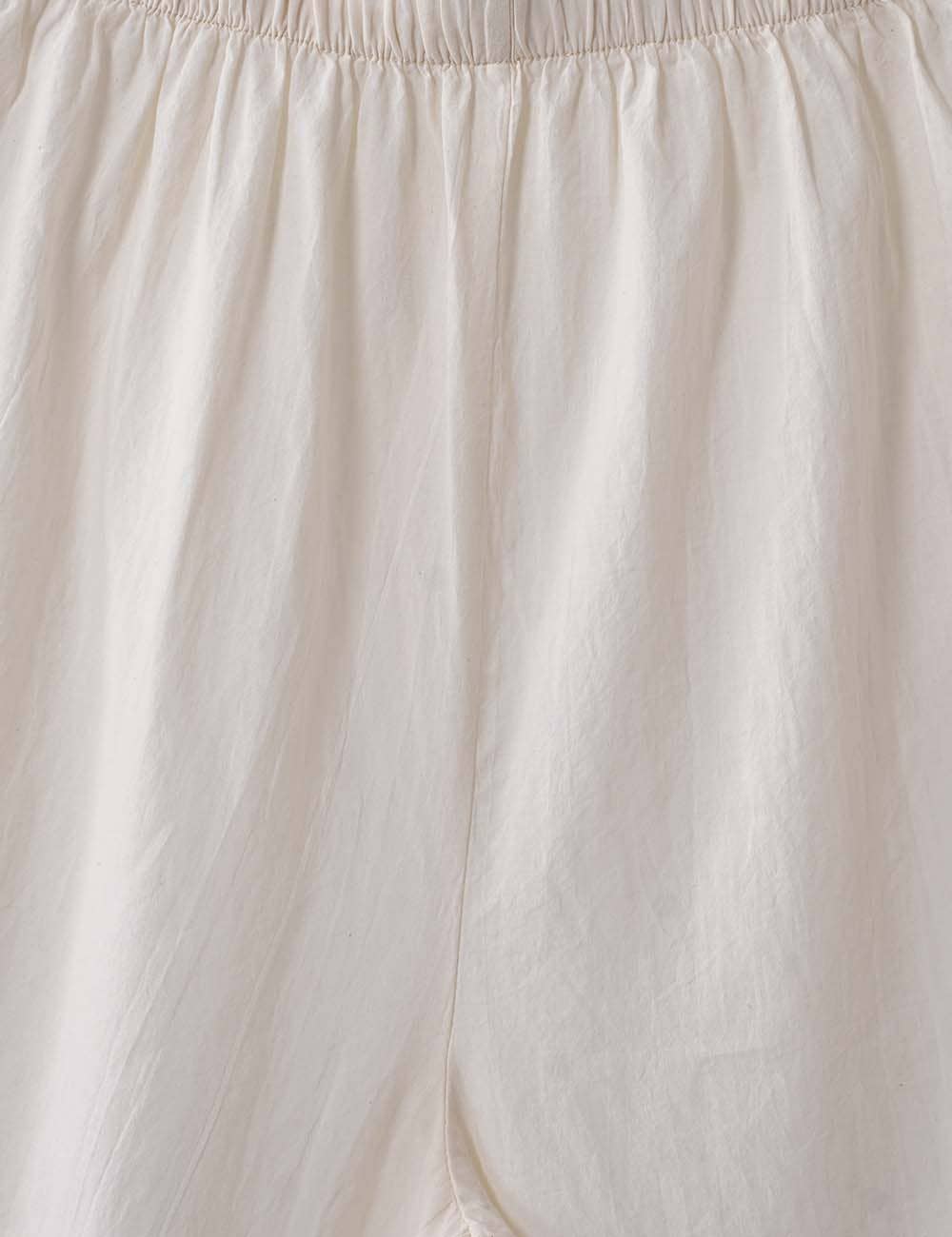 Ladies Solid Color Elastic Waist Eyelet Drawstring Bloomer Pants