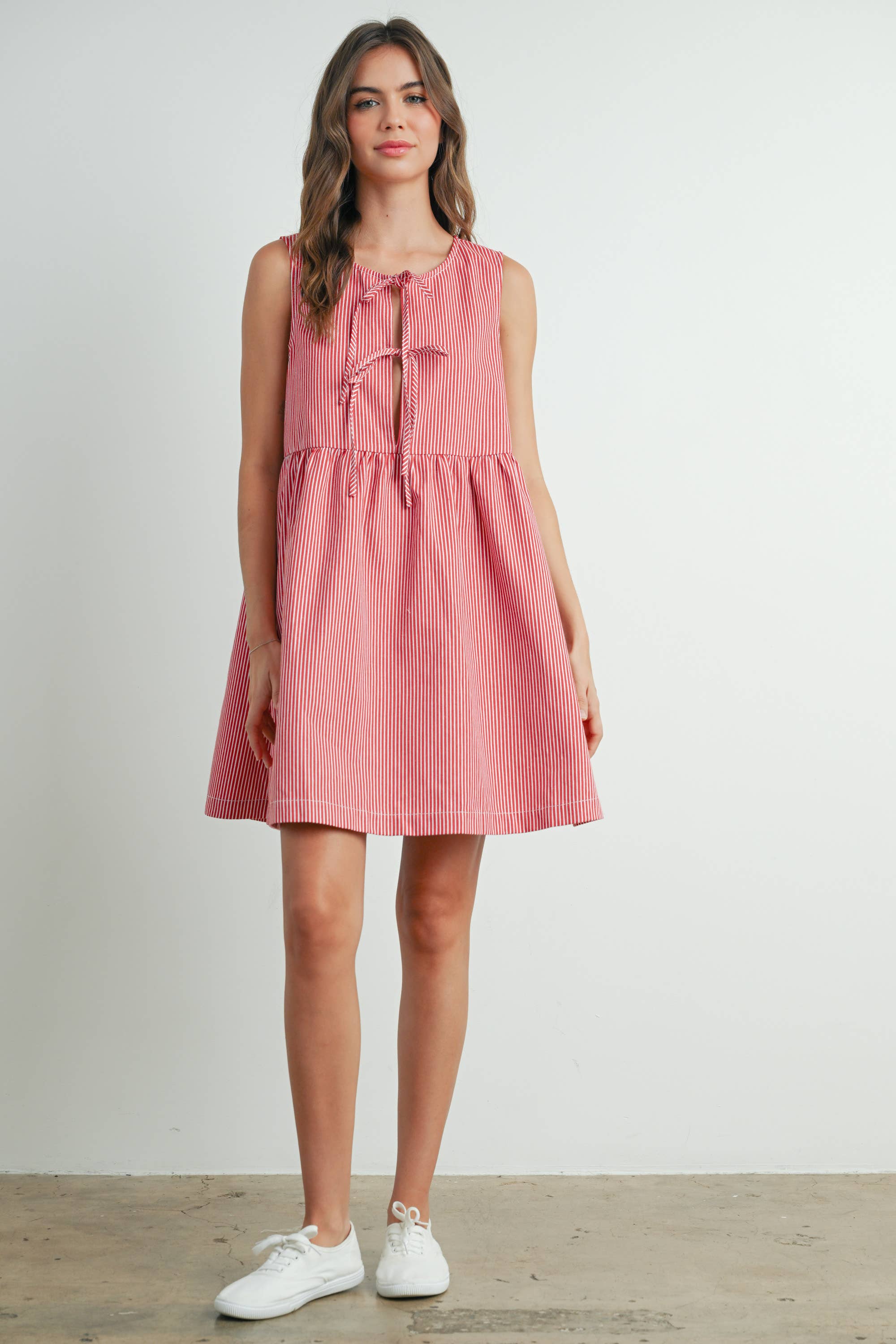 Mini Red Stripe Bowknot Dress - BMD7605