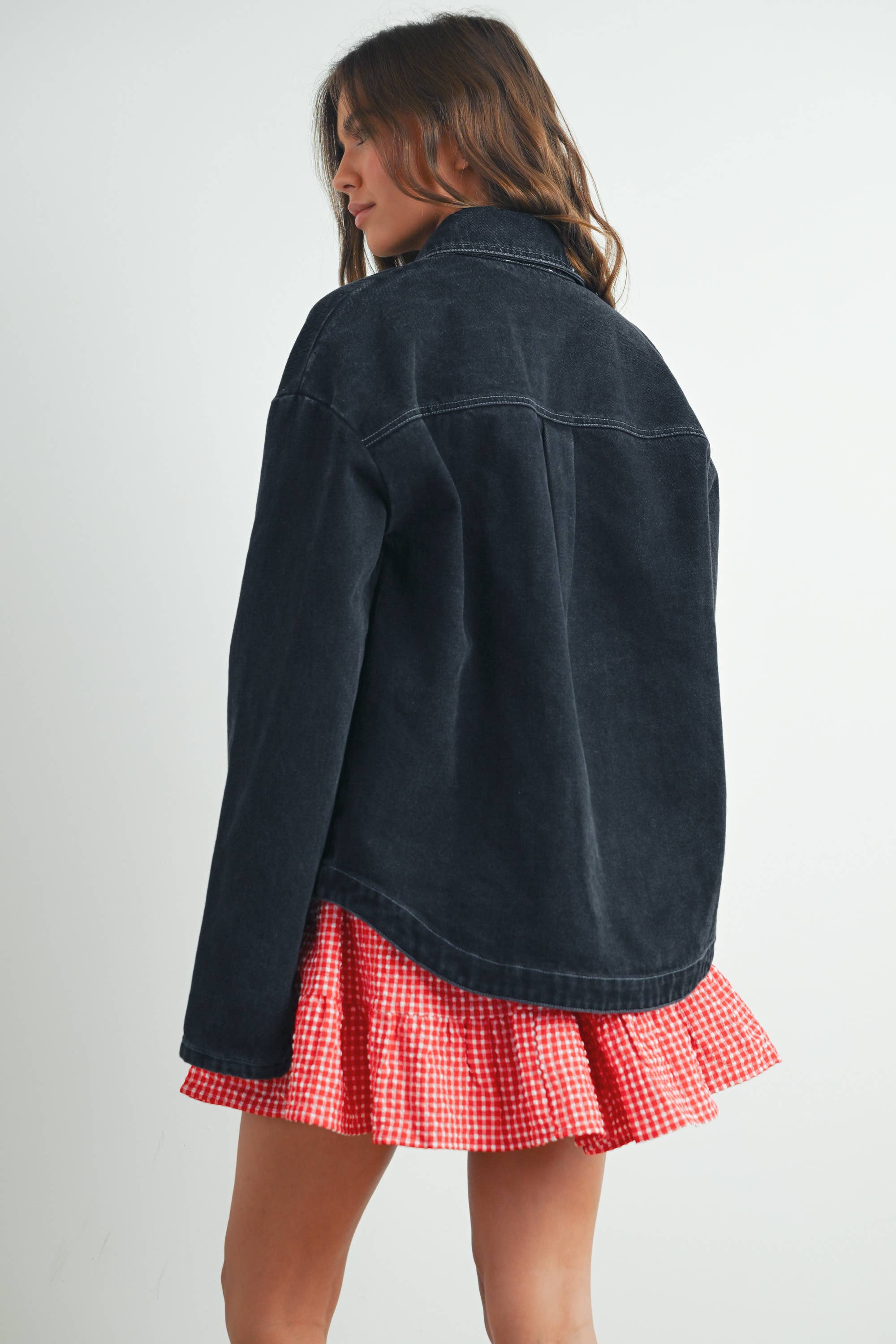 High Waist Tiered Check Skirt - BMS7530-B