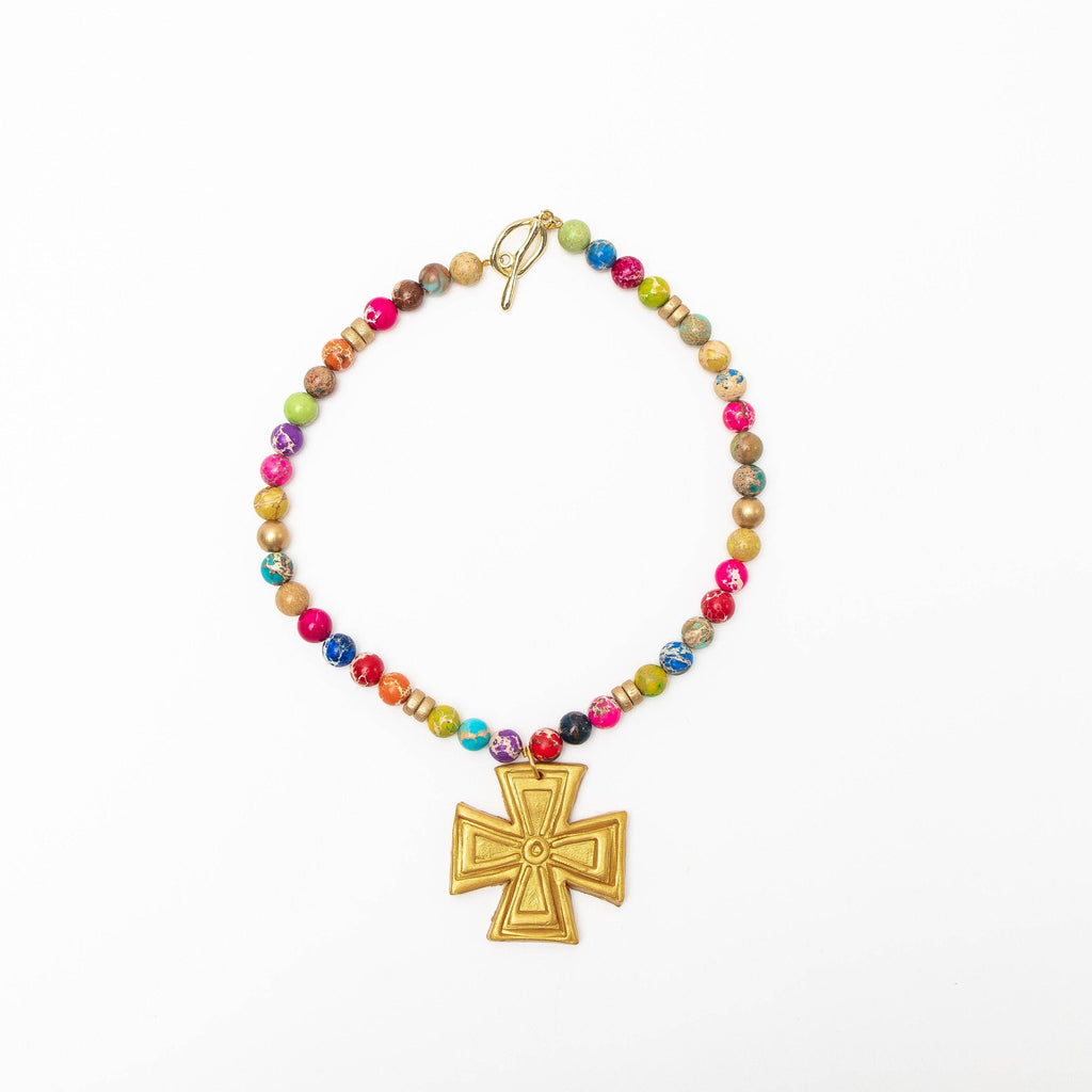 Multi-colored Sea Jasper with Anna Cross