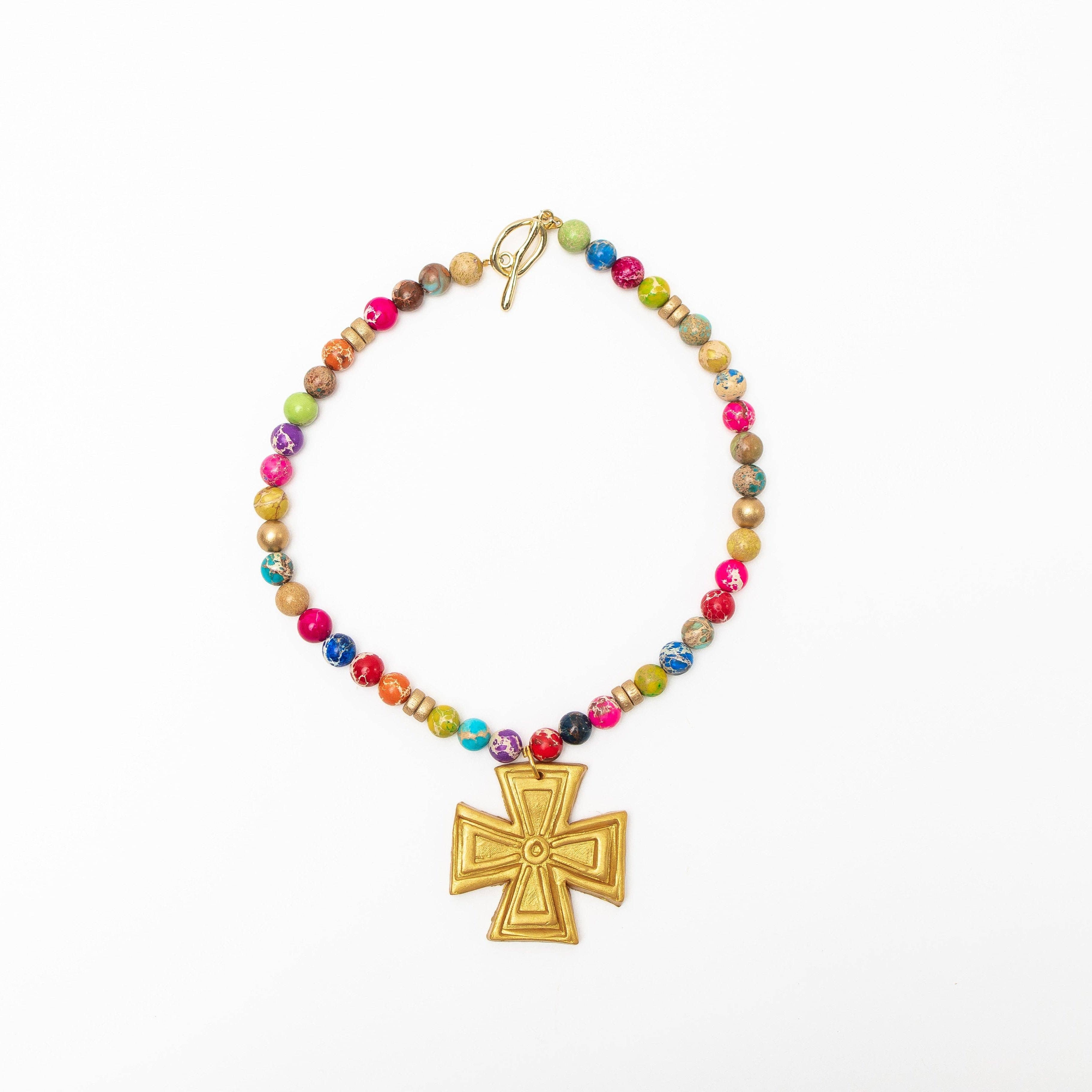 Multi-colored Sea Jasper with Anna Cross