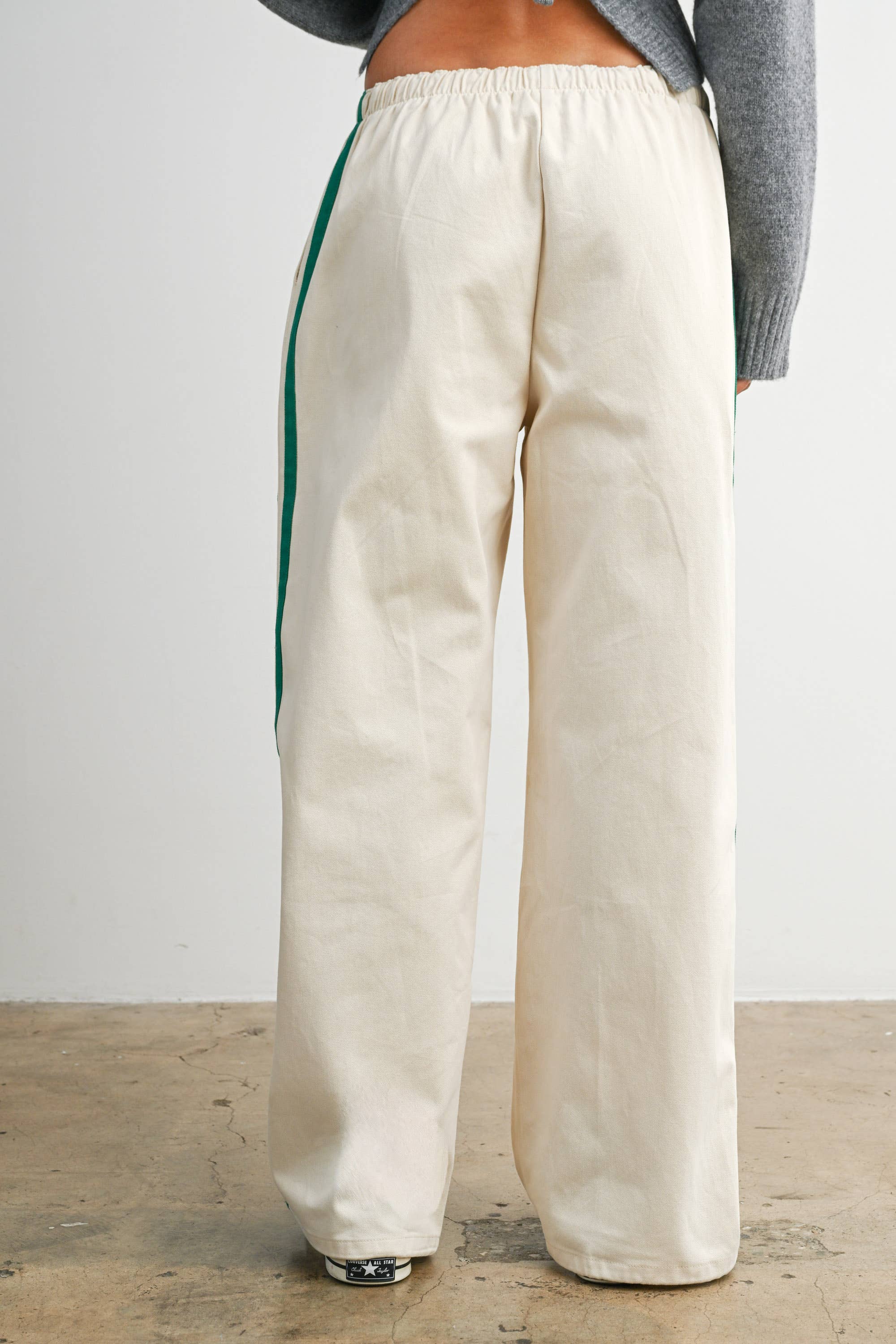 Striped Wide-Leg Drawstring Track Pants - BMP8039