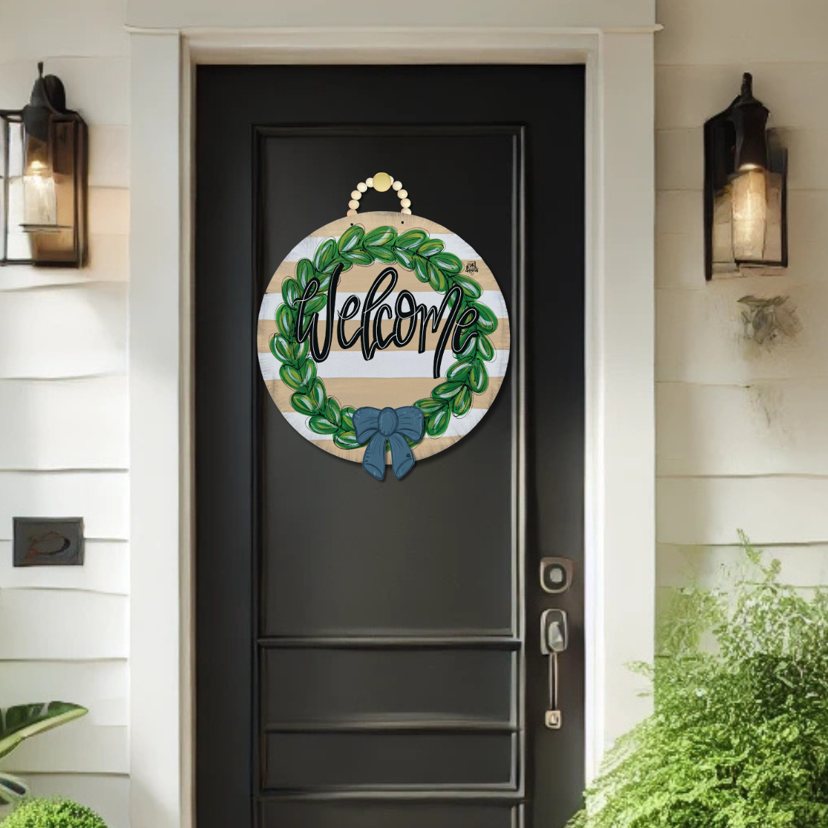 DK Tan Wreath 23 Inch with room for mini "Welcome"