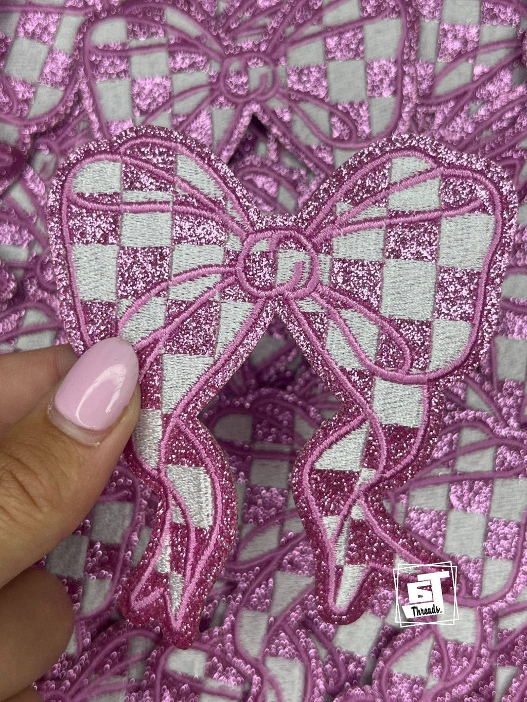 Glitter Checkered Bows...Cap Patch