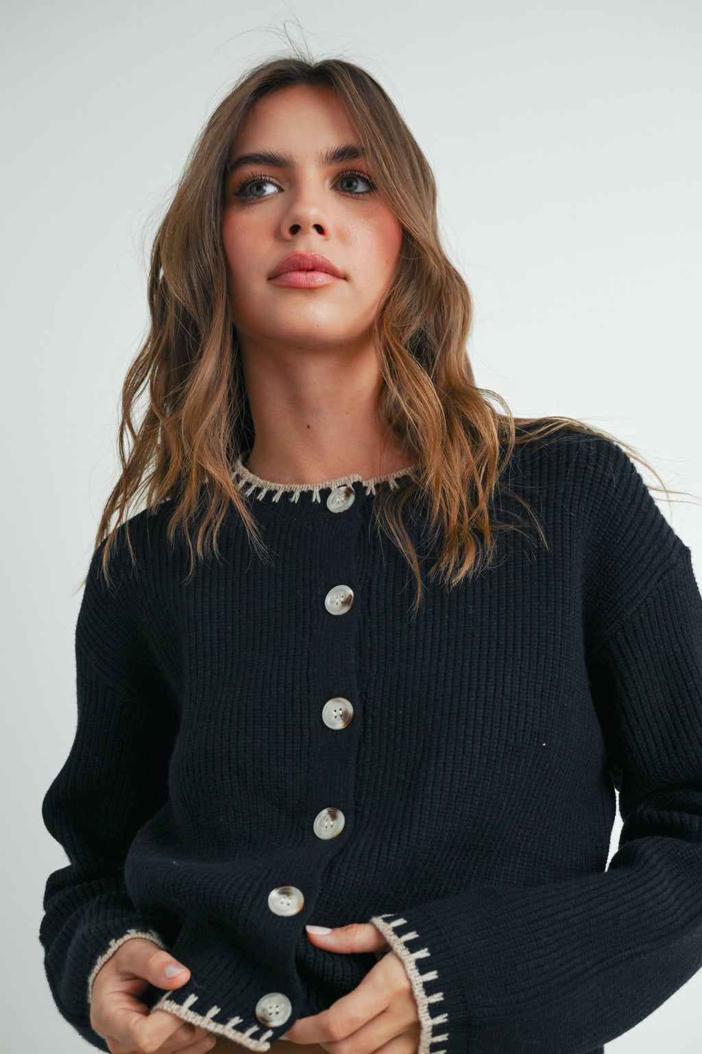 Women's Crewneck Cardigan Sweater - BMC7526