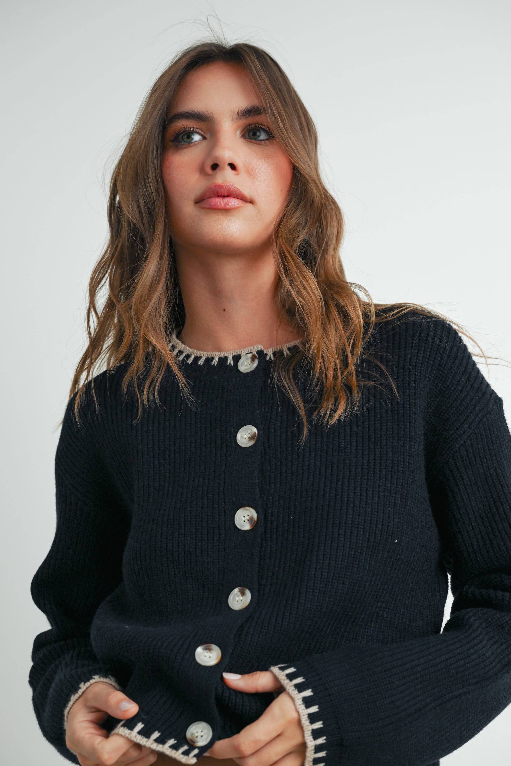 Women's Crewneck Cardigan Sweater - BMC7526