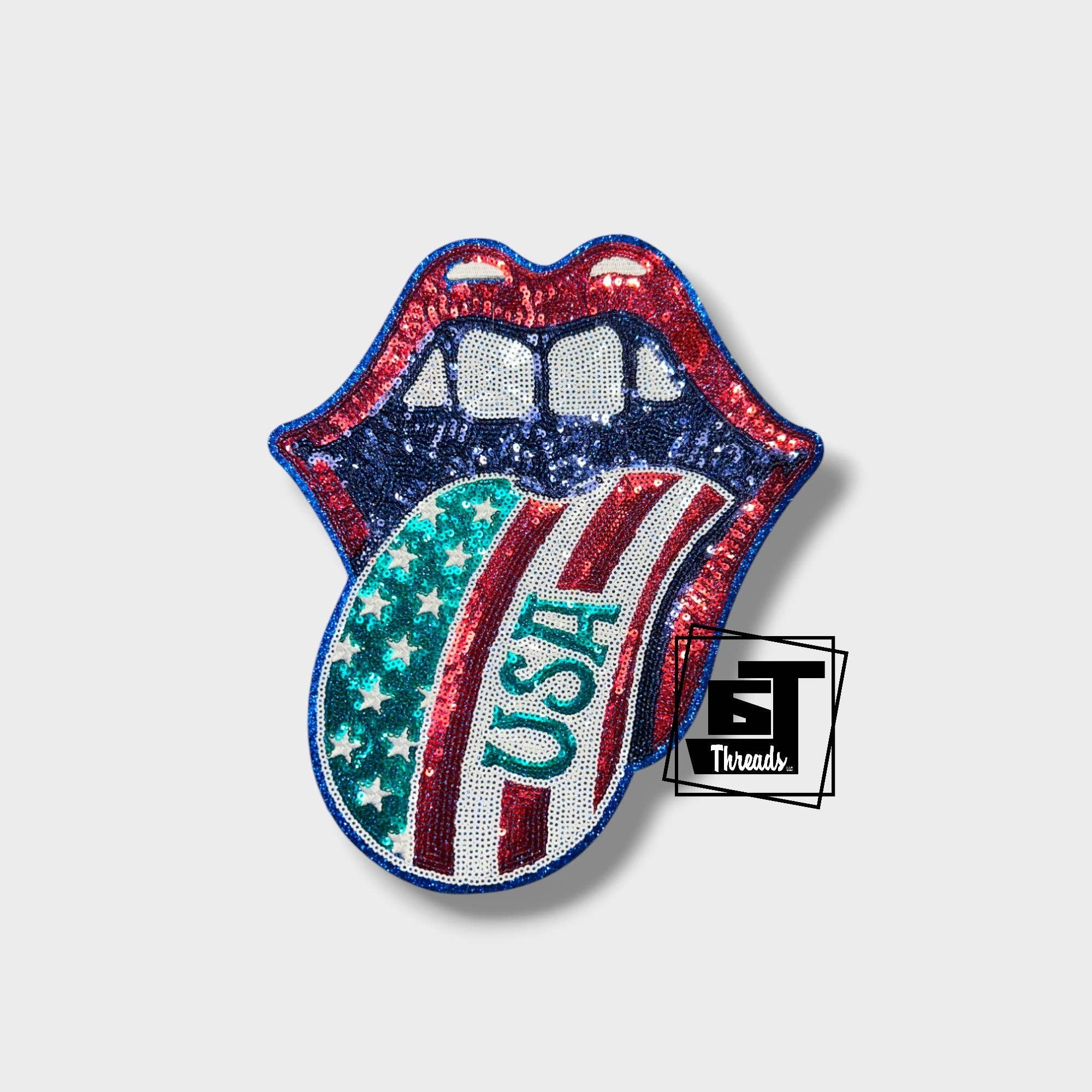 Sequin USA Tongue Out....Patches Only