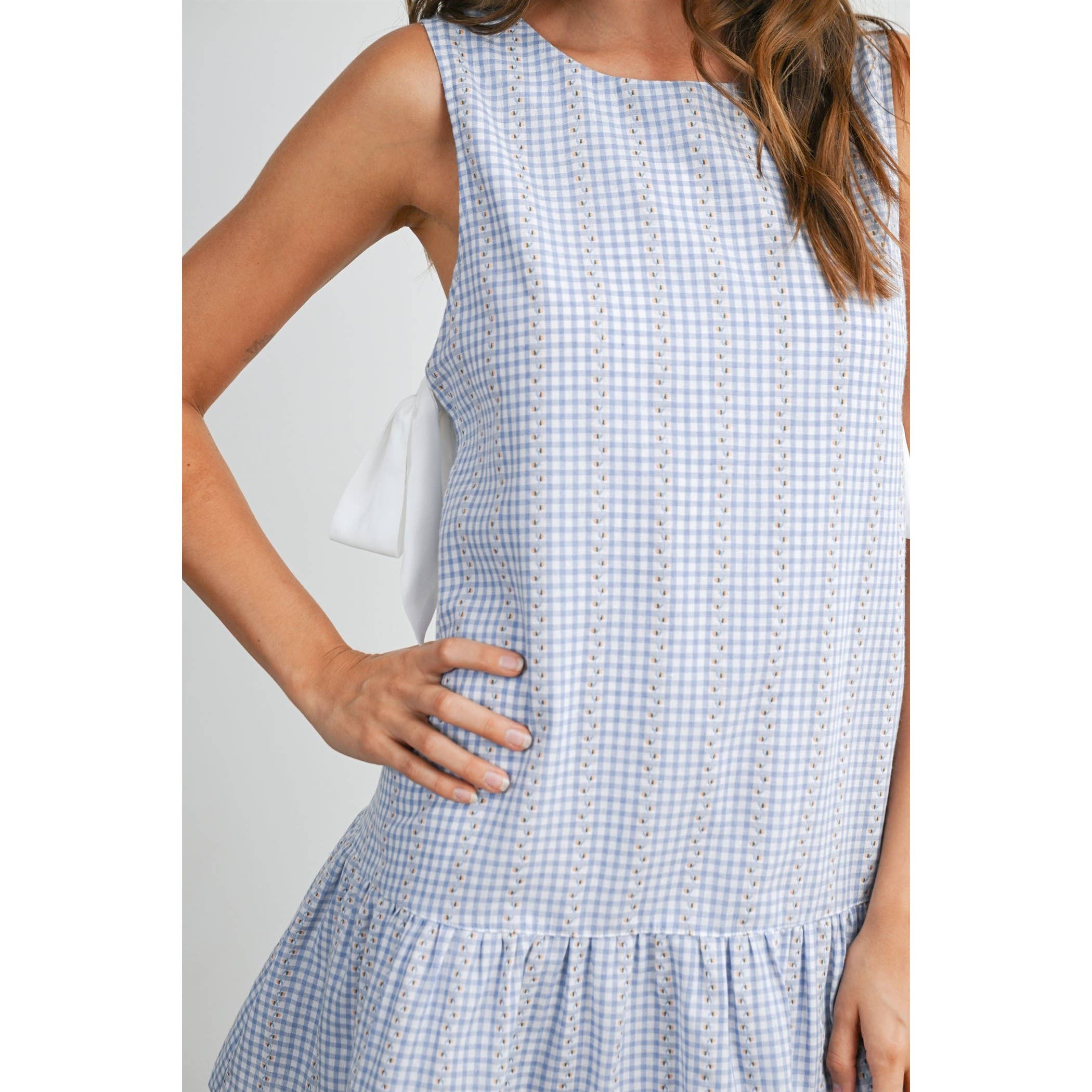 Side-Tie Gingham Flounce Dress - BMD8202