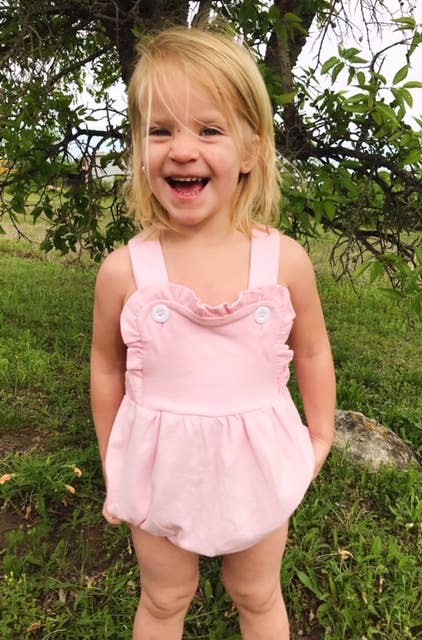Girls Knit Sunsuit - Baby Pink