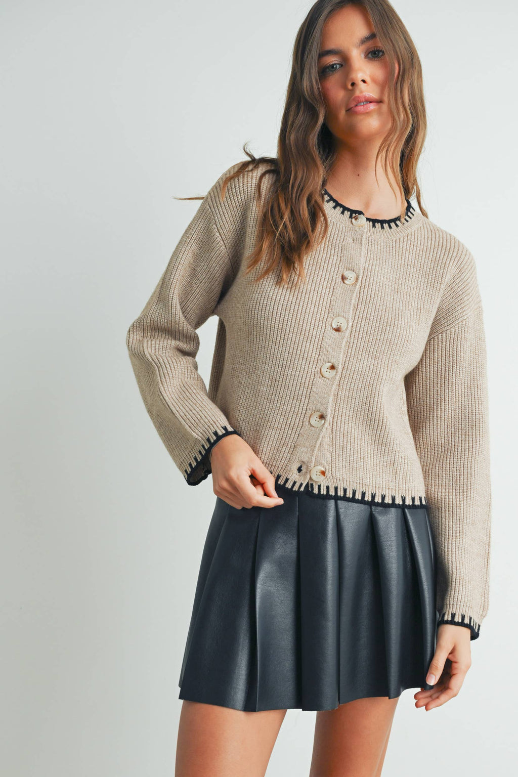 Women's Crewneck Cardigan Sweater - BMC7526