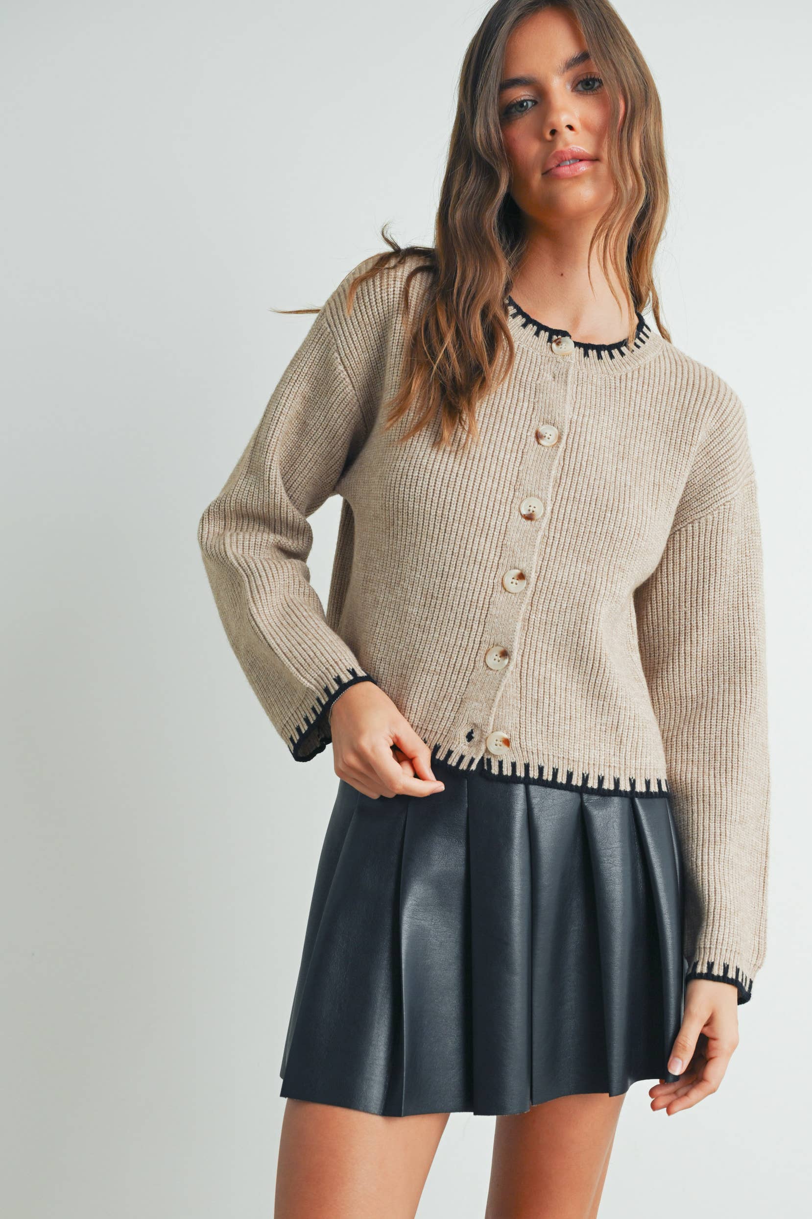 Women's Crewneck Cardigan Sweater - BMC7526