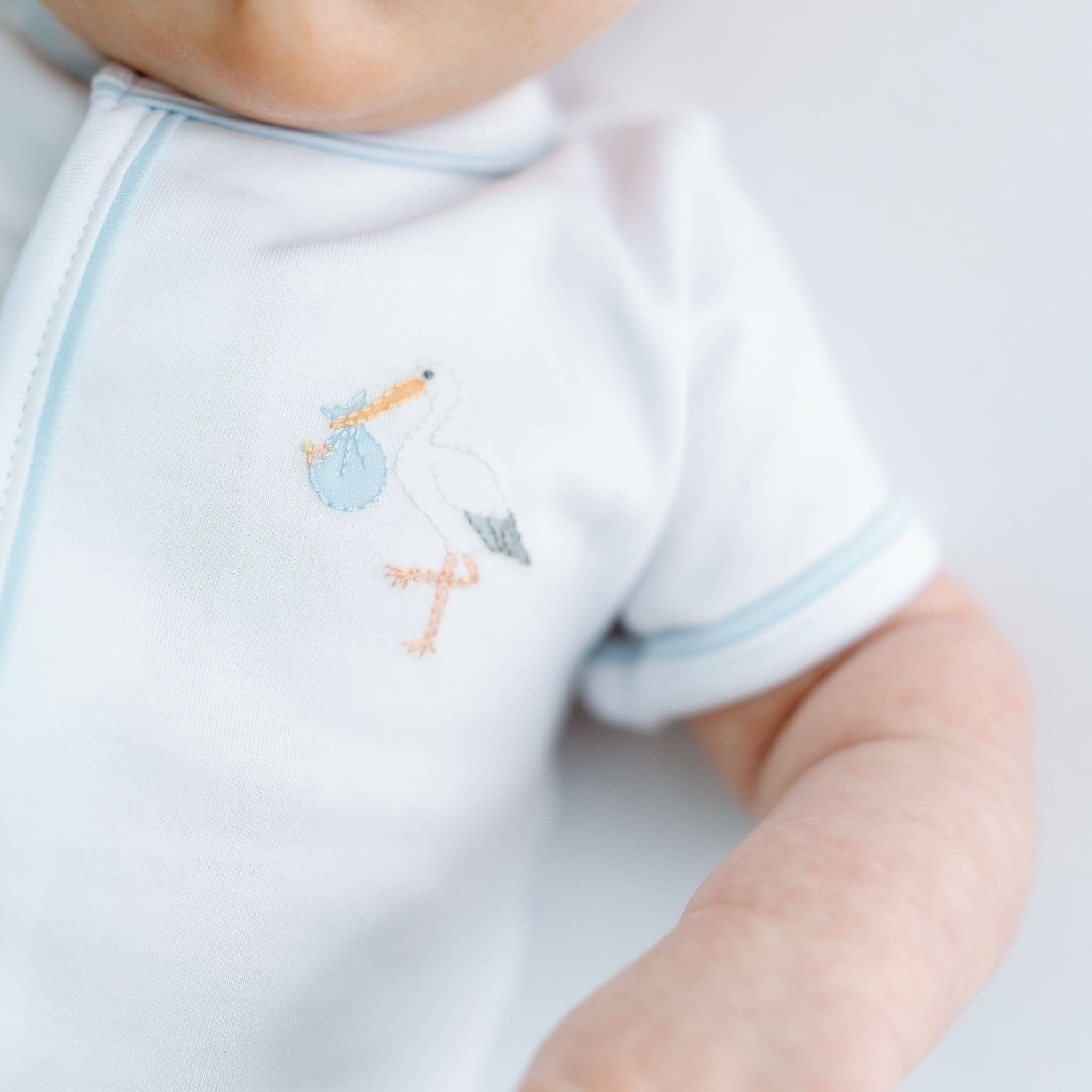 Vintage Stork Diaper Cover Set - Light Blue