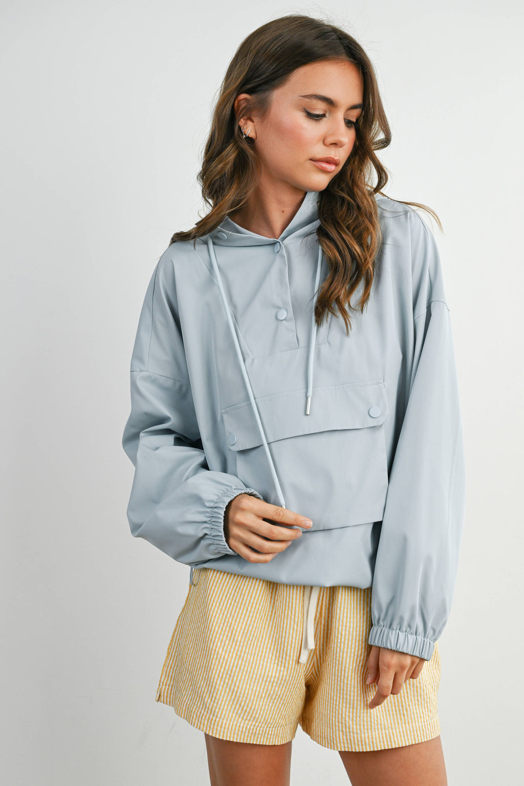 Hooded Pullover Long Sleeve Jacket - BMT7971