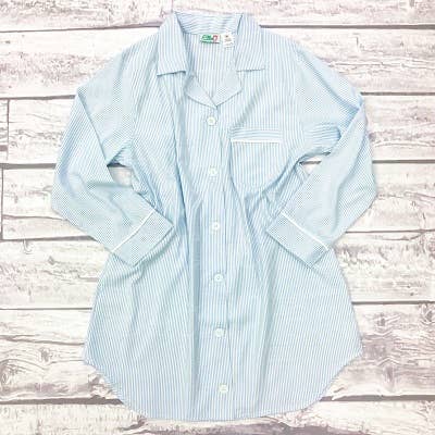 Seersucker Pajama Night Shirt Blue