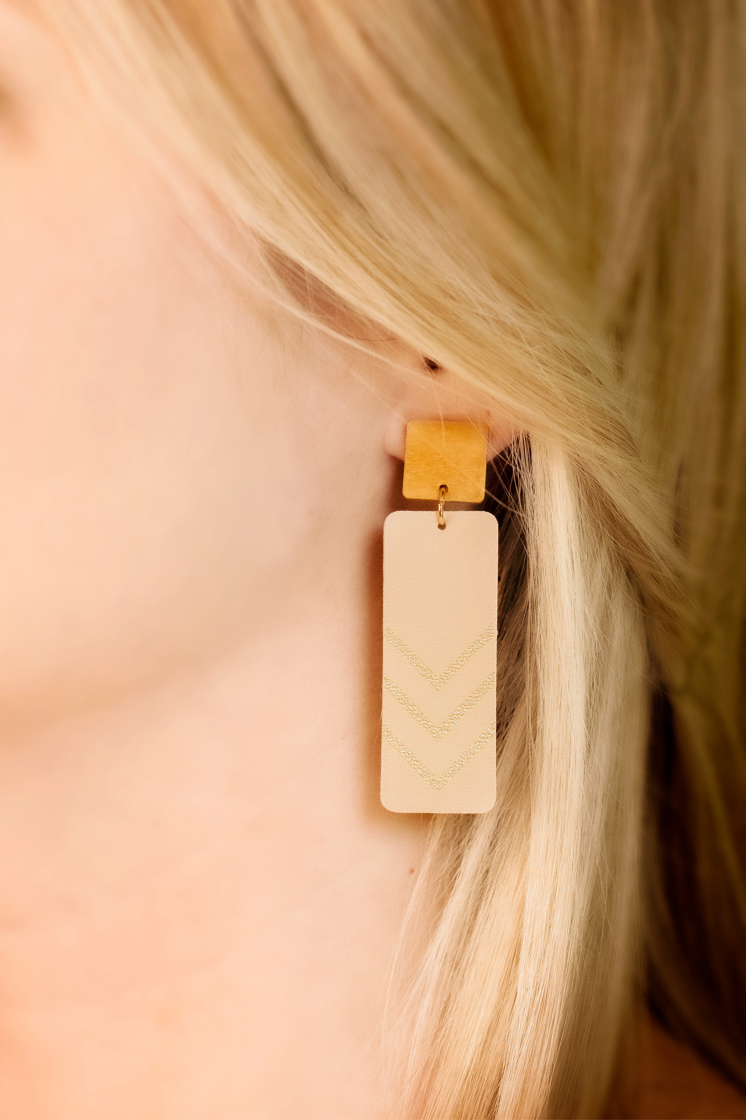 Gold Foil Rectangle Earrings - Stone (45919991)