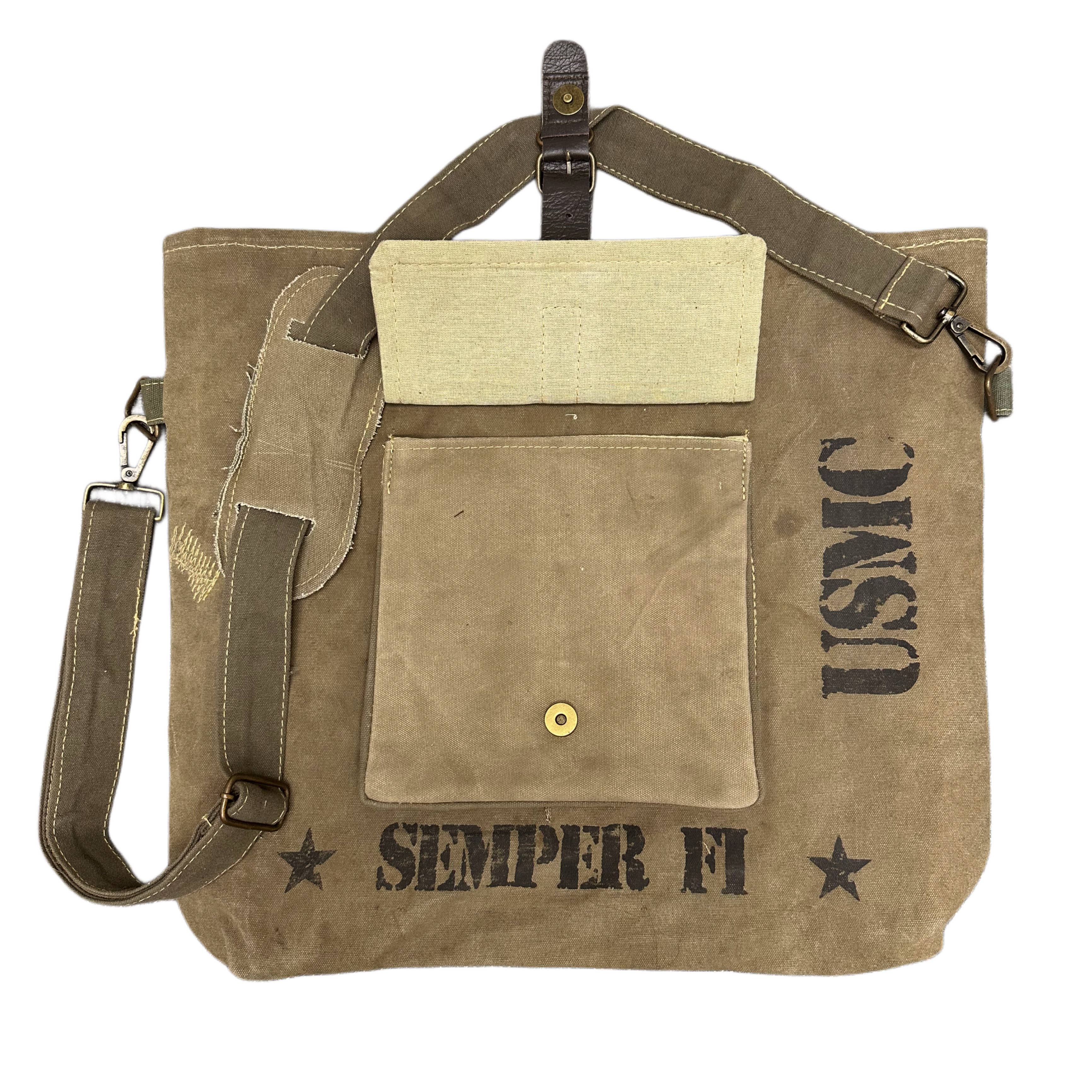 US Marines Unisex Recycled Military Tent Crossbody