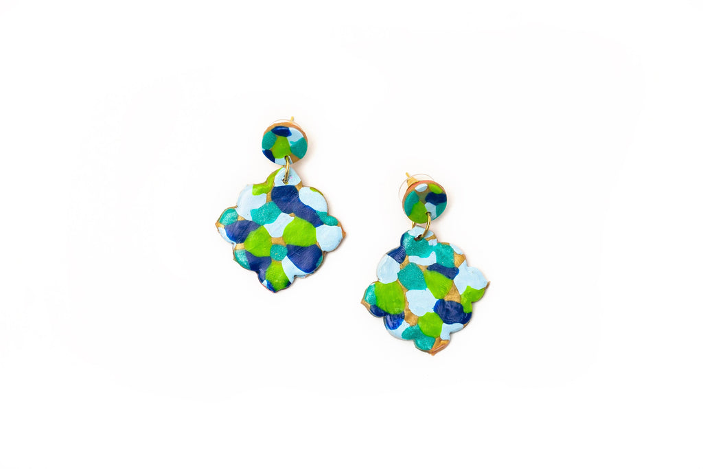 Multi-Blues Confetti Dangles