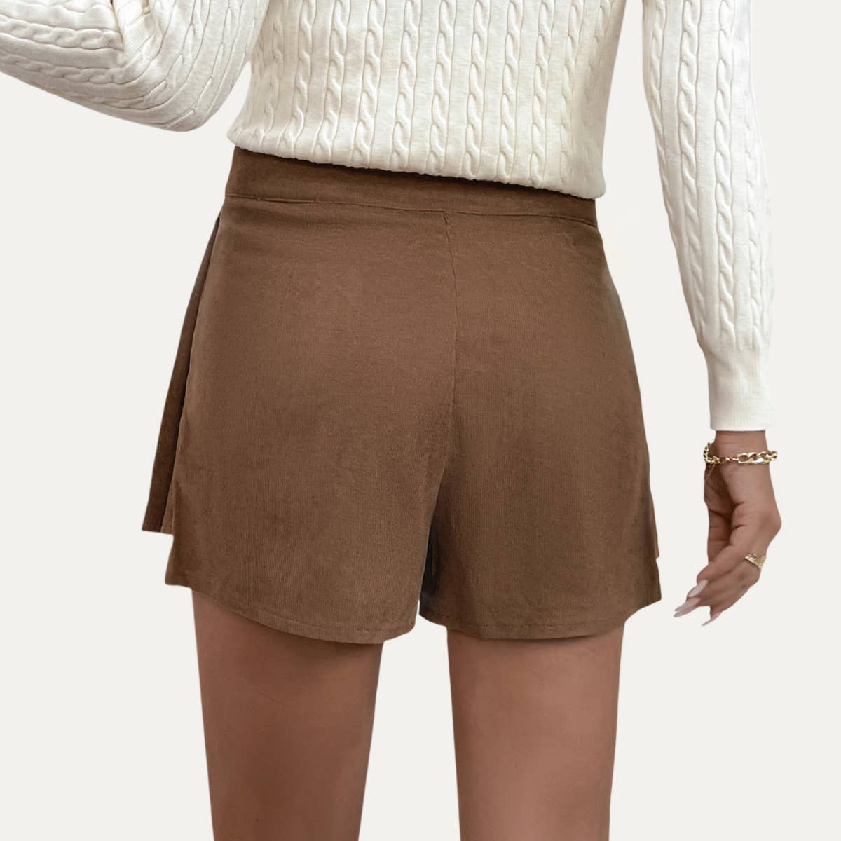 Trendy Corduroy High-Waisted Pleating Mini Skort