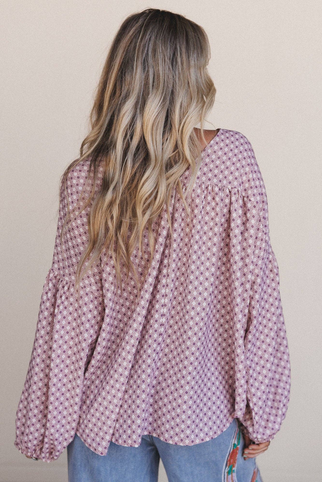 Kendrix Printed Top - Burgundy