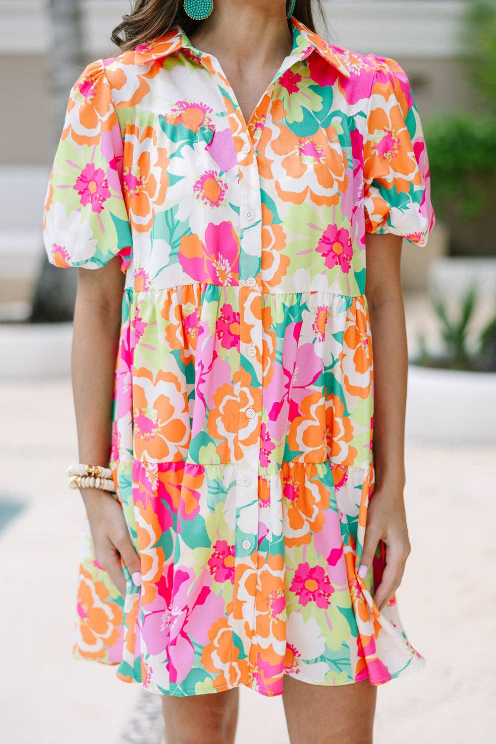 Floral Puff Sleeve Babydoll Dress