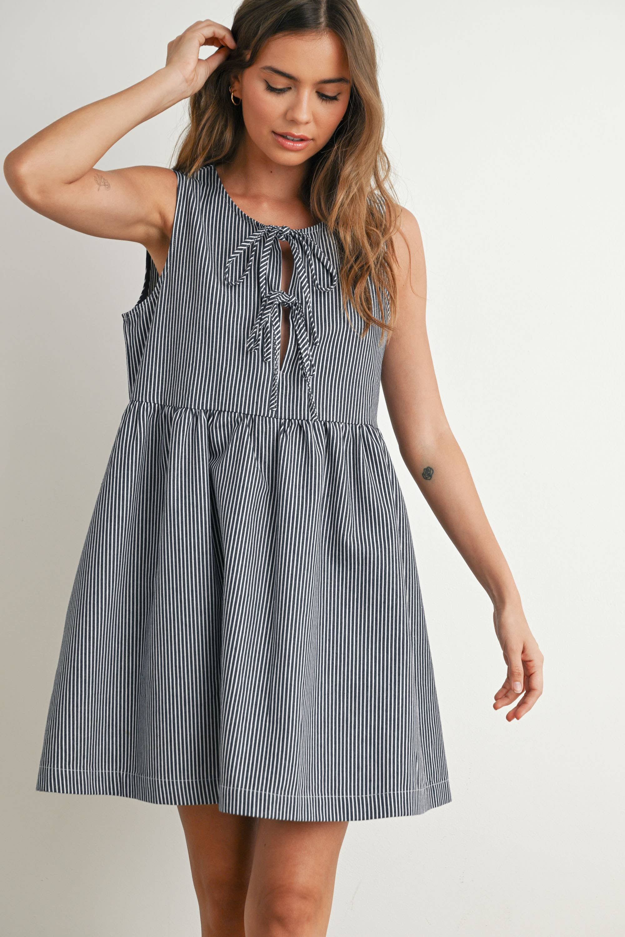 Mini Red Stripe Bowknot Dress - BMD7605