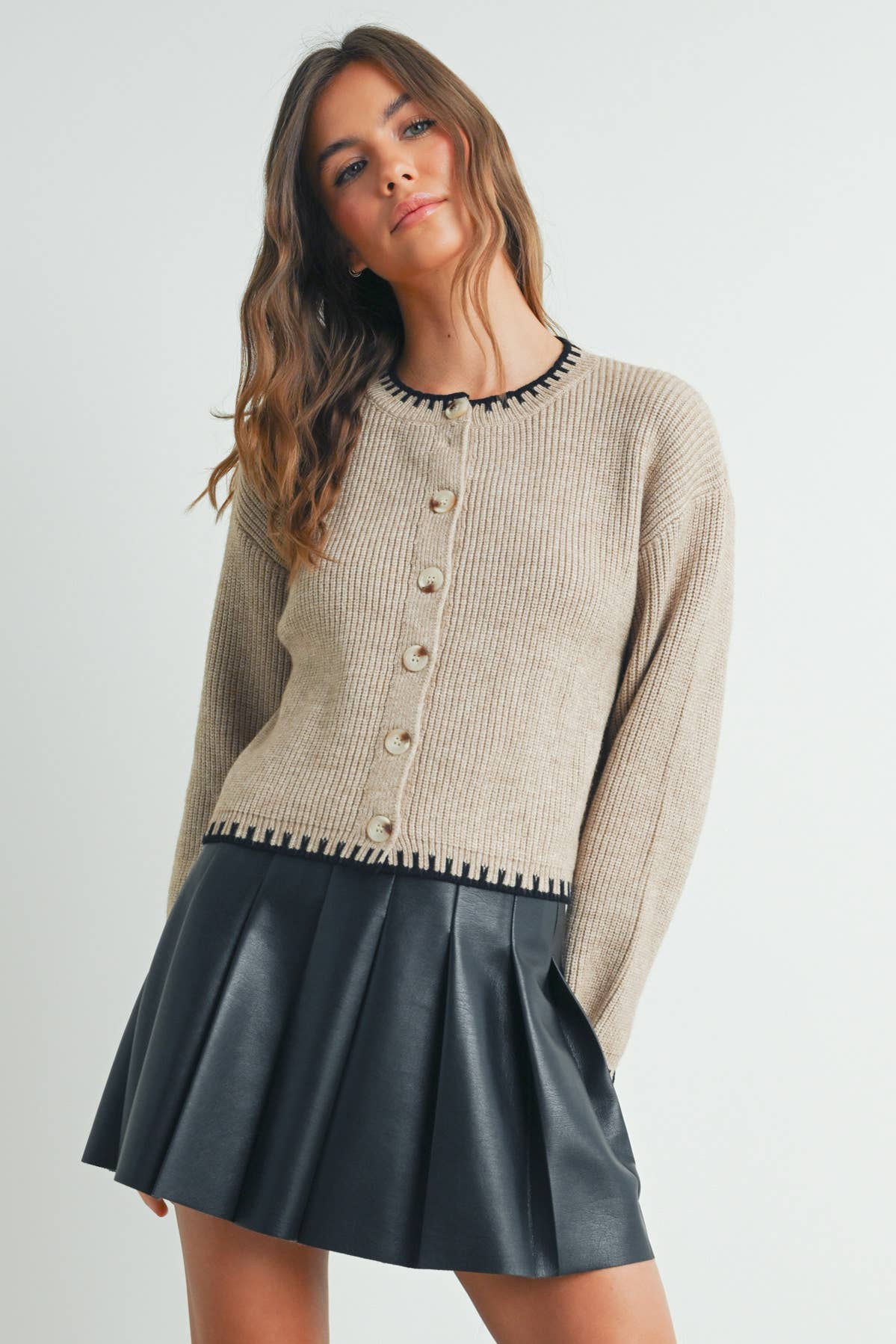Women's Crewneck Cardigan Sweater - BMC7526
