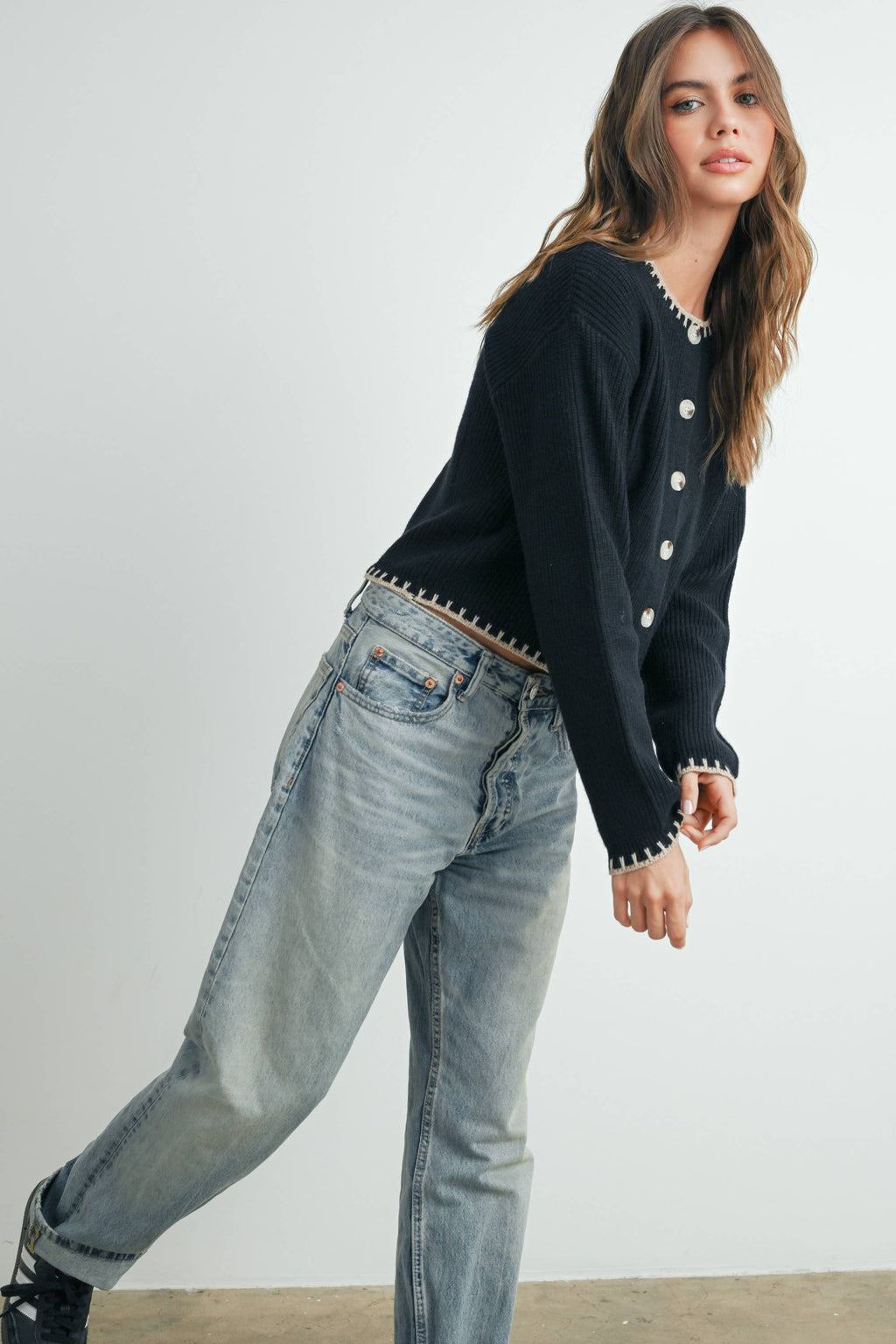 Women's Crewneck Cardigan Sweater - BMC7526