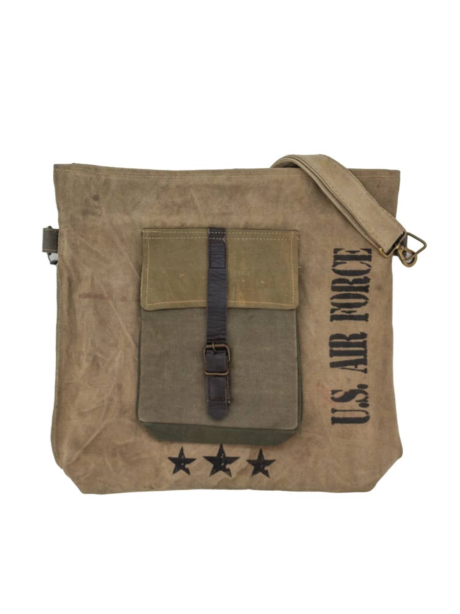 US Air Force Unisex Recycled Military Tent Crossbody