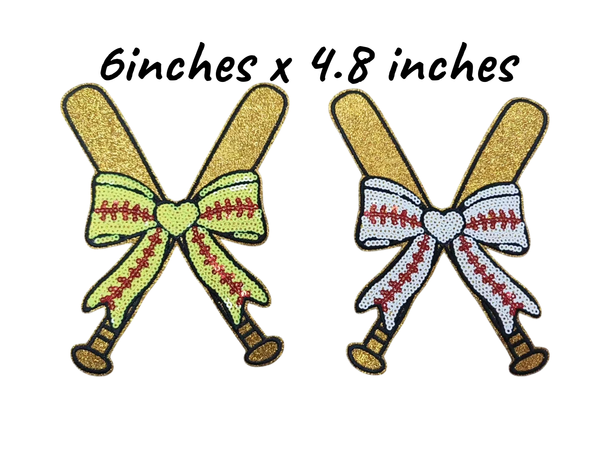 Glitter Baseball/Softball Bows (Set of 2)....Patches Only