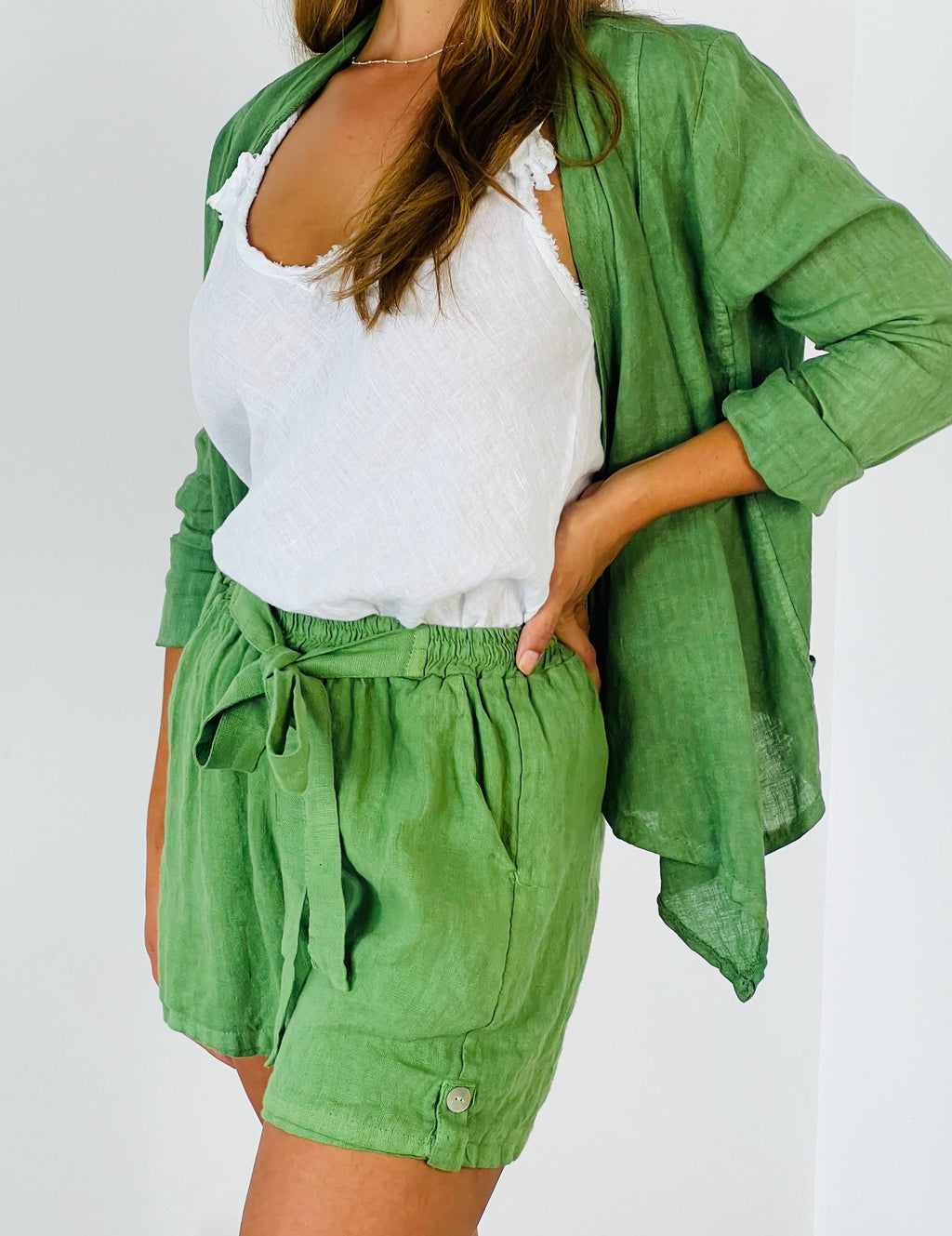 REF 6385 100% LINEN RIBBON SHORTS
