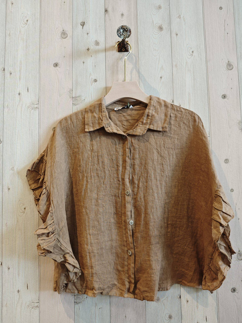 REF 20411 BLOUSE WITH RUFFLE SLEEVES 100% LINEN
