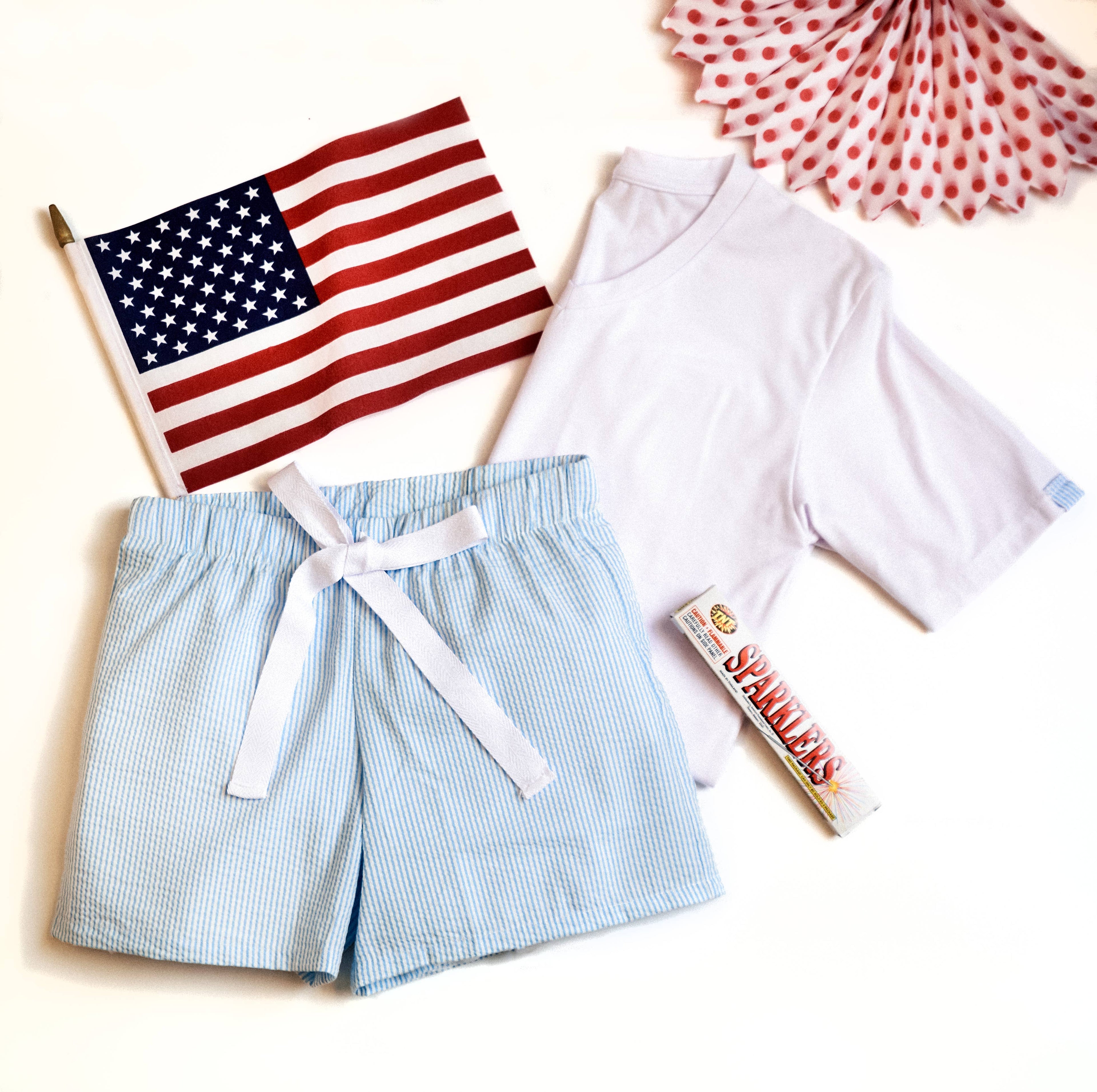 Seersucker Lounge Shorts Blue