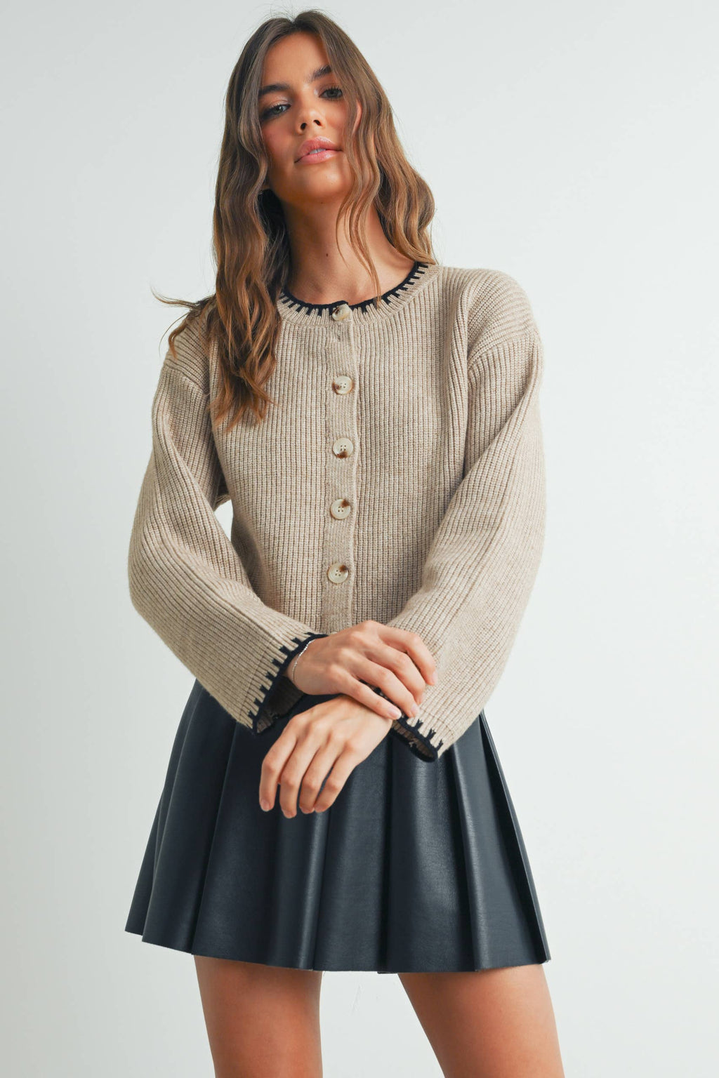 Women's Crewneck Cardigan Sweater - BMC7526