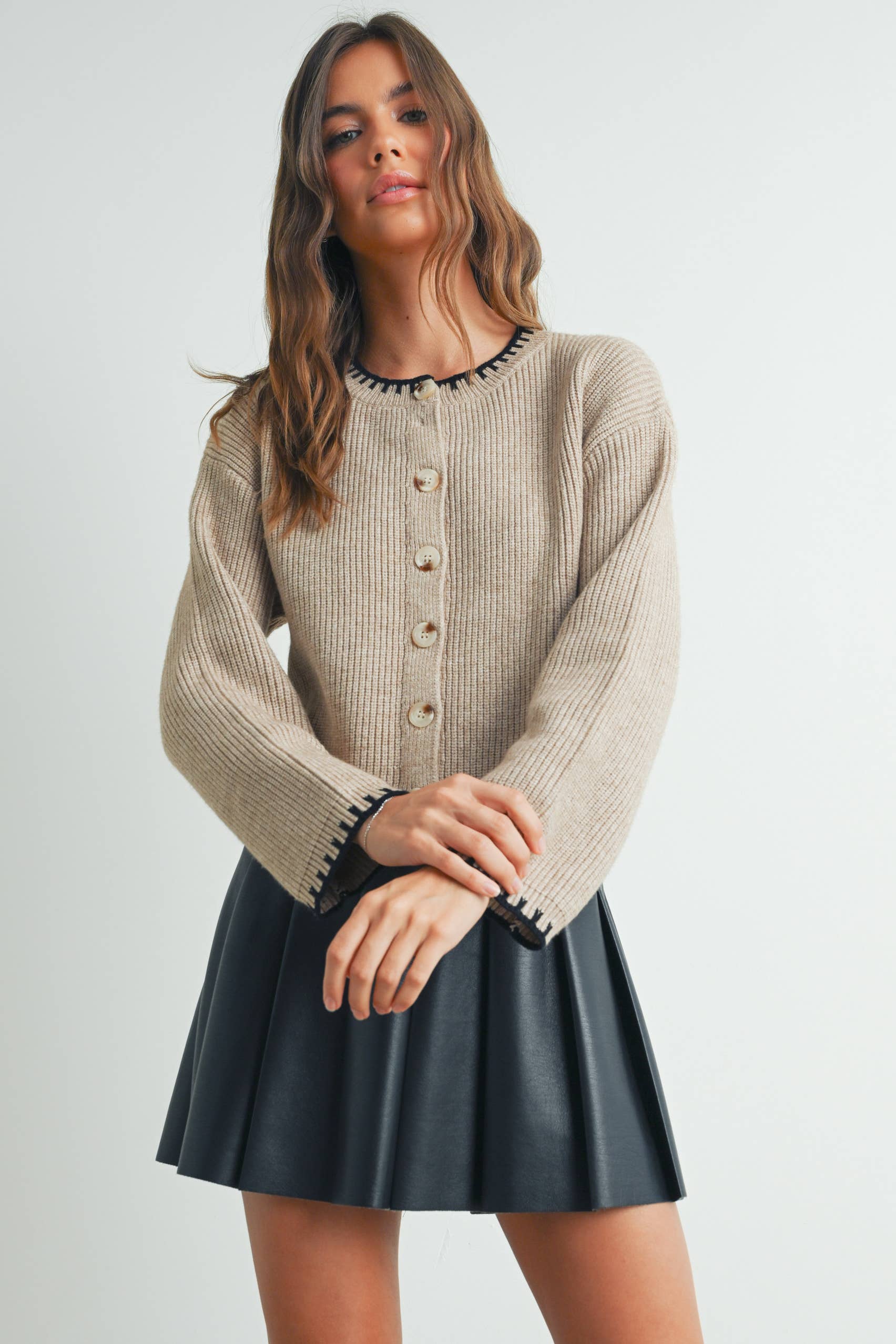 Women's Crewneck Cardigan Sweater - BMC7526