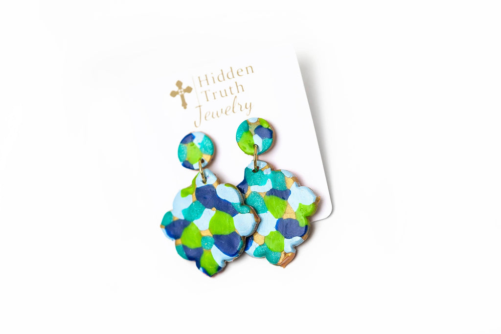 Multi-Blues Confetti Dangles