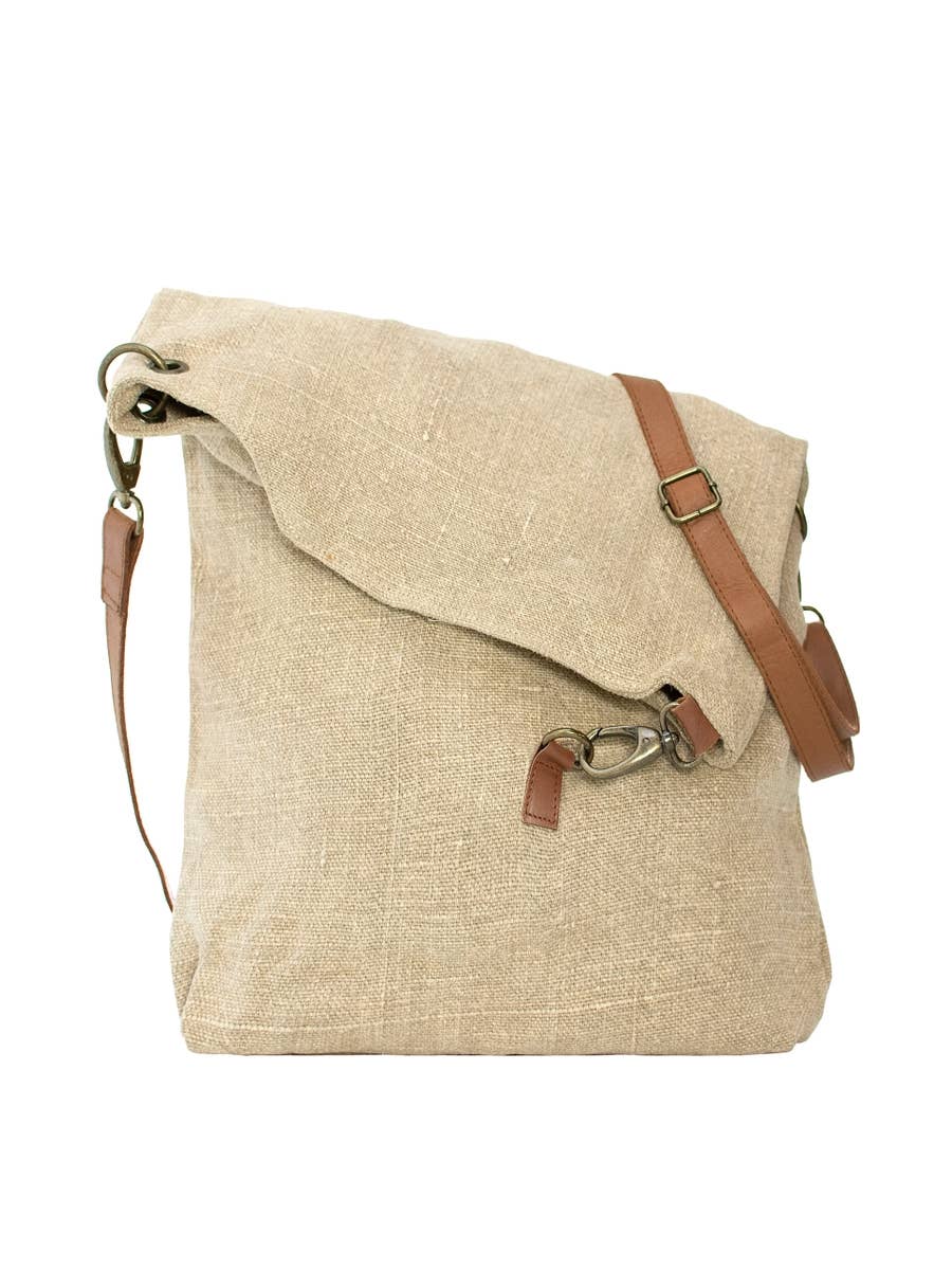 Foldover Natural Jute Crossbody