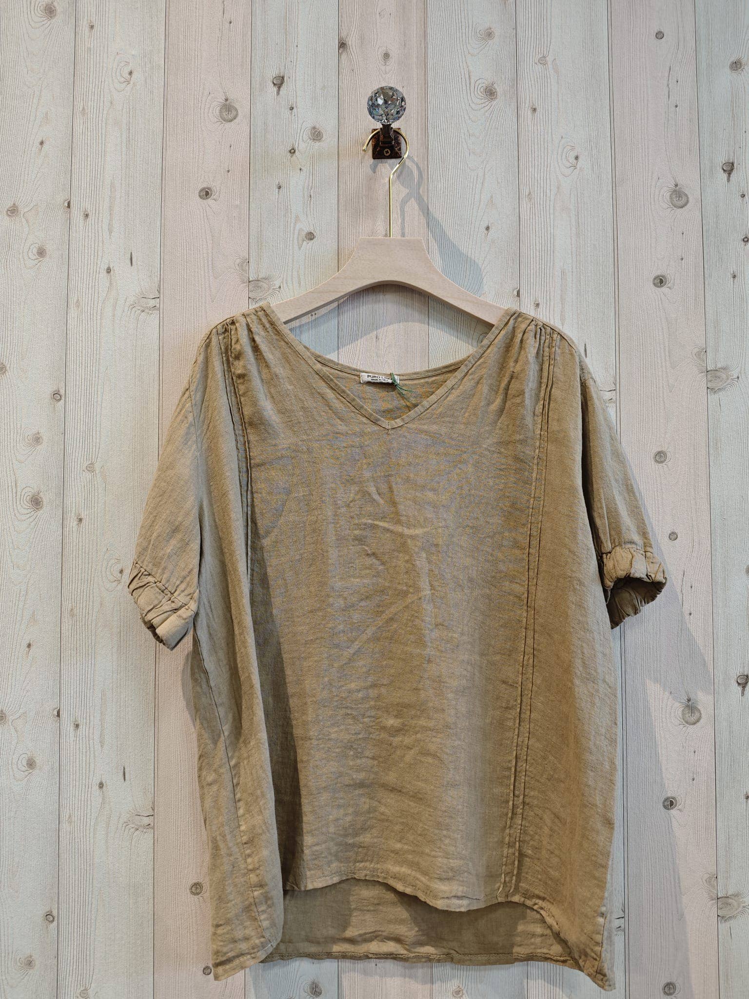 REF 17551 BLOUSE ELASTIC SLEEVE 100% LINEN