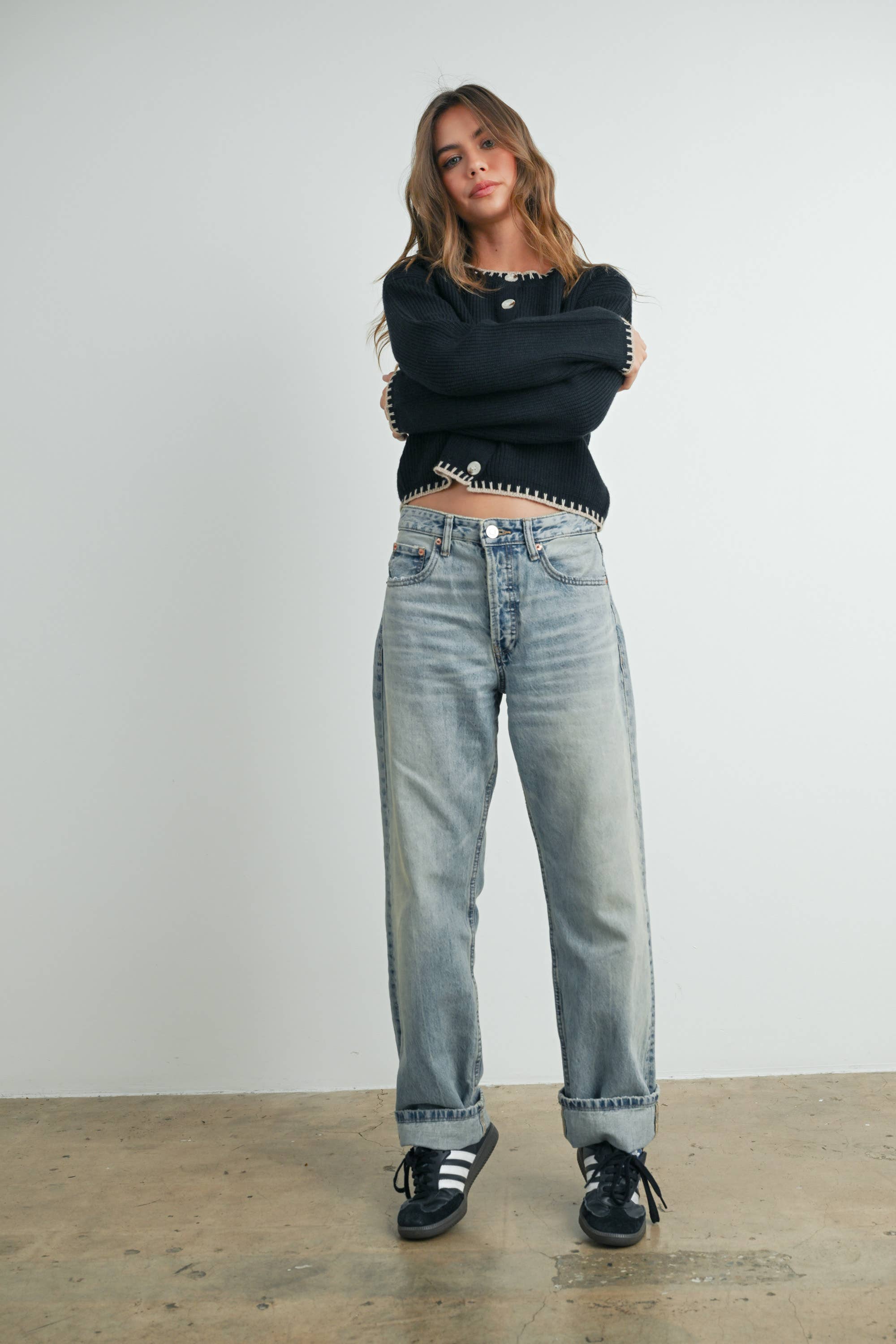 Women's Crewneck Cardigan Sweater - BMC7526