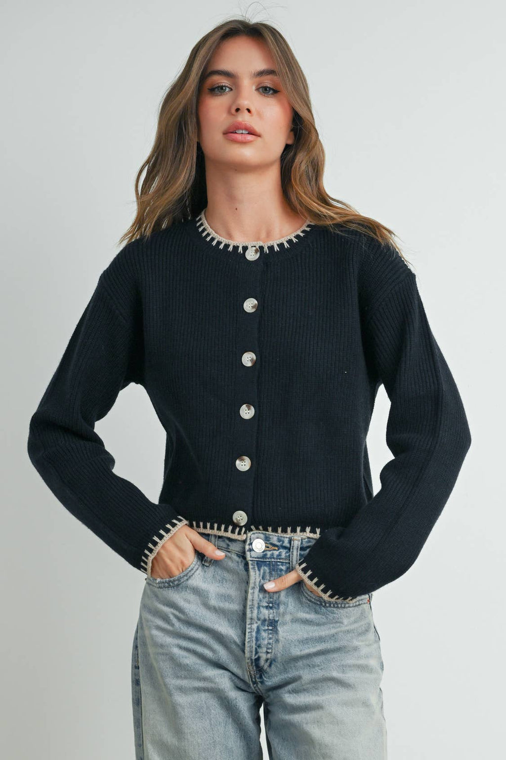 Women's Crewneck Cardigan Sweater - BMC7526