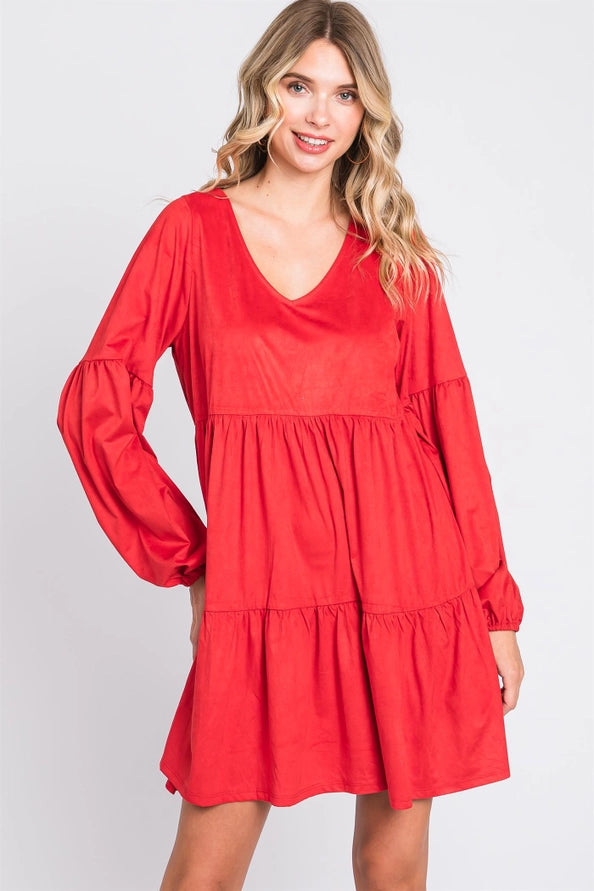 Riley Suede Tiered Holiday Dress