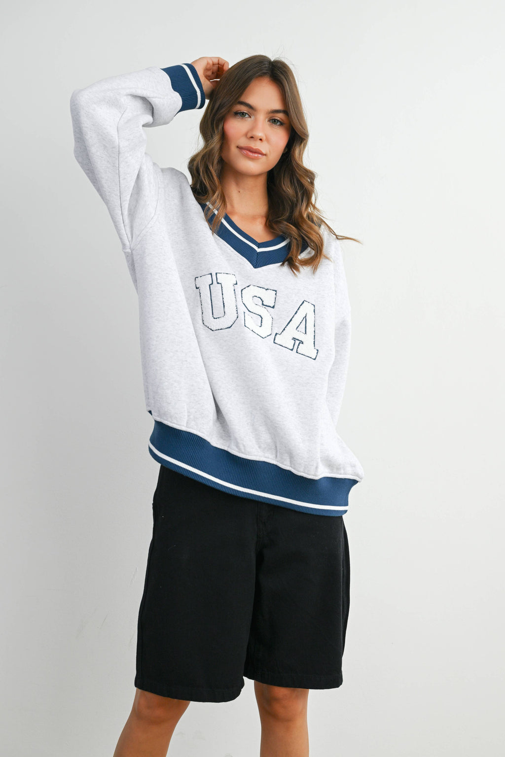Crew Neck Graphic Long Sleeve Top - BMT7829
