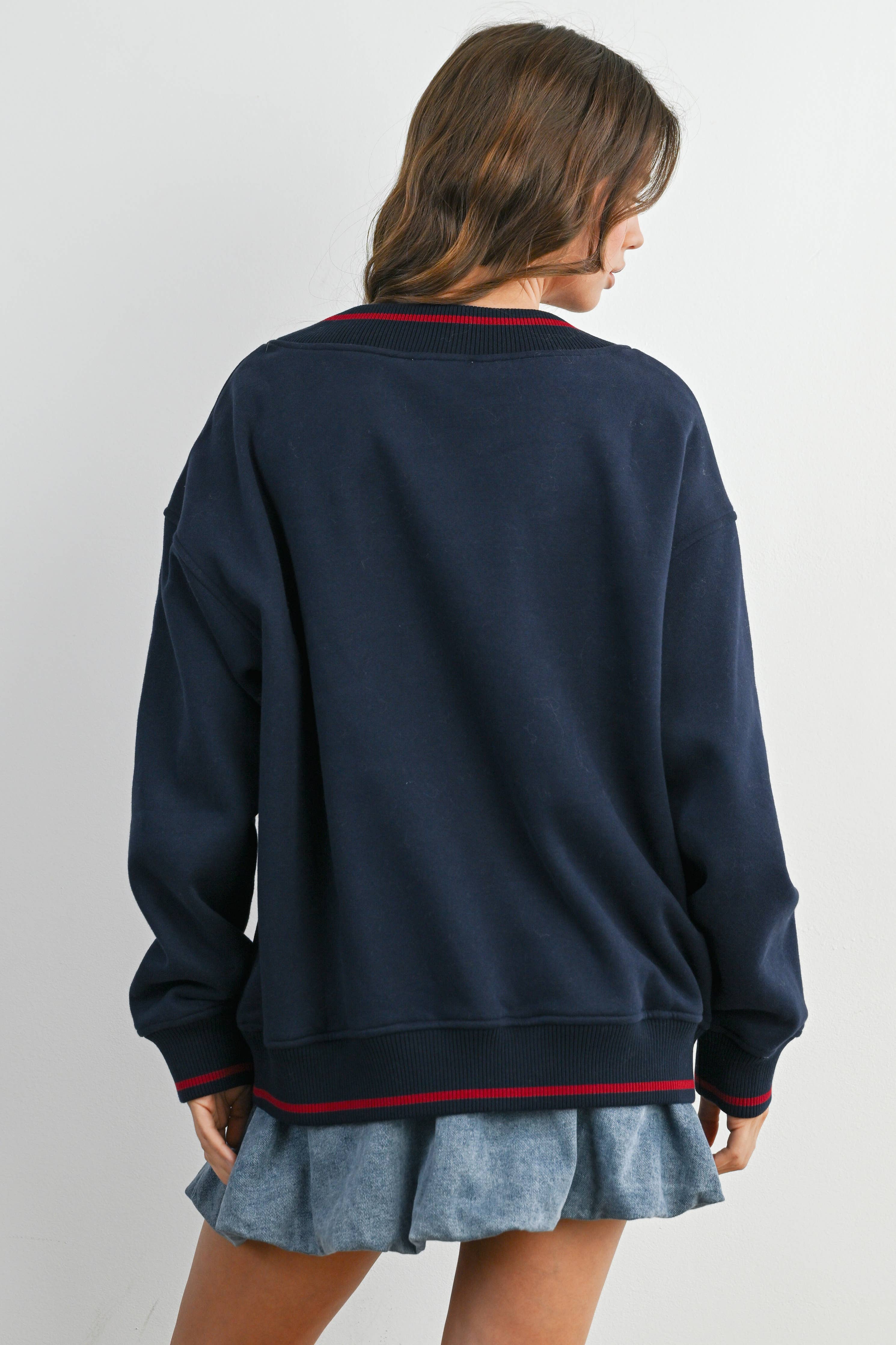 Crew Neck Graphic Long Sleeve Top - BMT7829