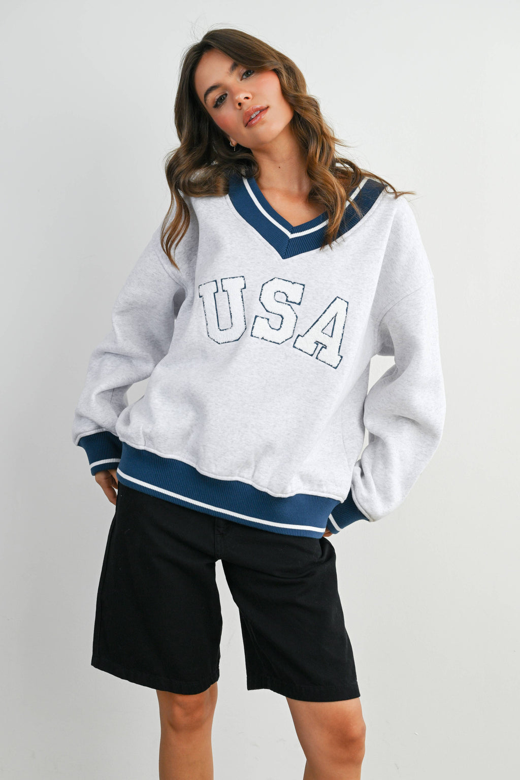 Crew Neck Graphic Long Sleeve Top - BMT7829